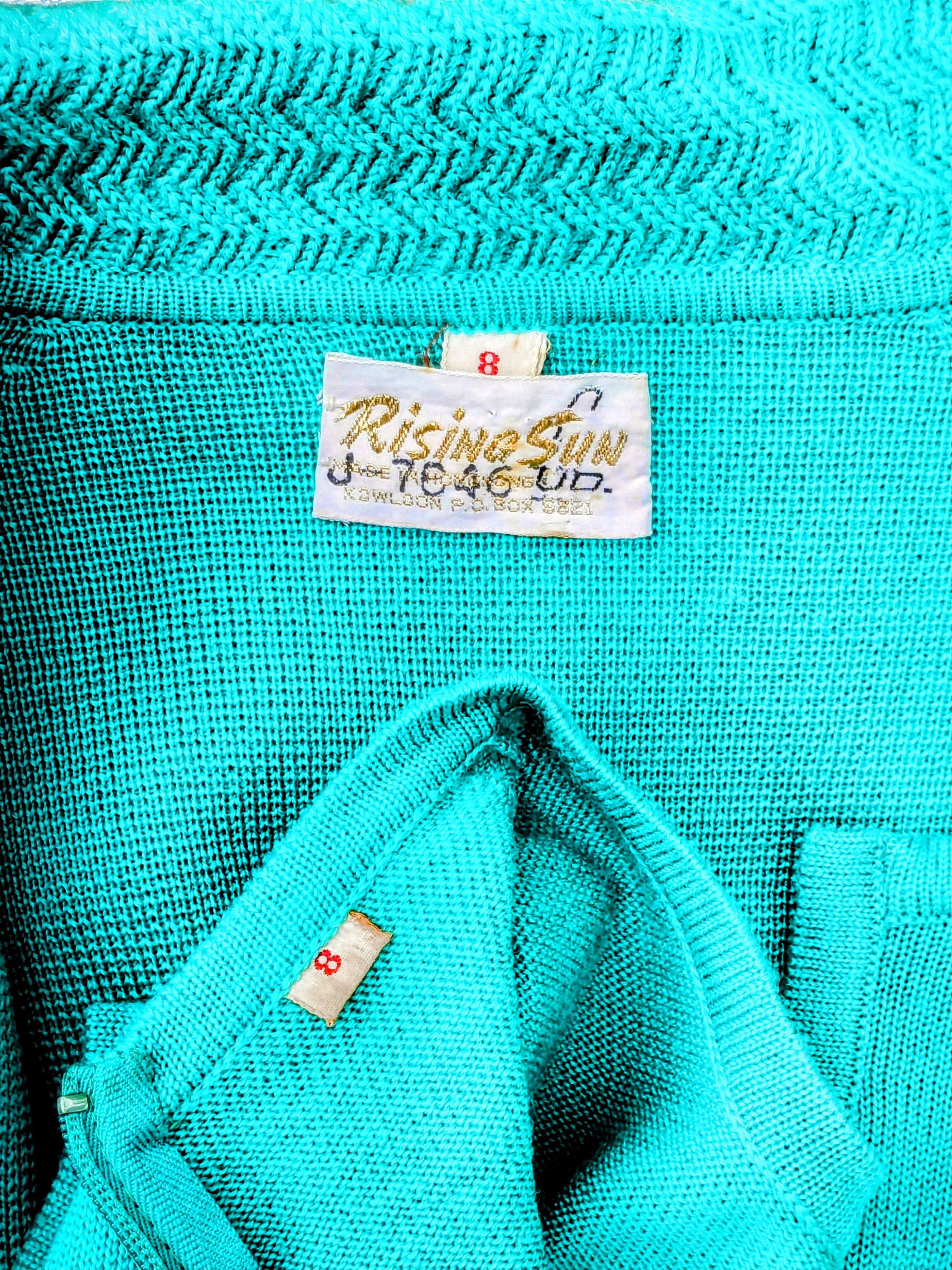 Vintage 1960s Rising Sun Wool Knit Top+Sweater Cardigan Jacket Set Size XS / US 0-2 / IT 36-38 - 5 Thumbnail