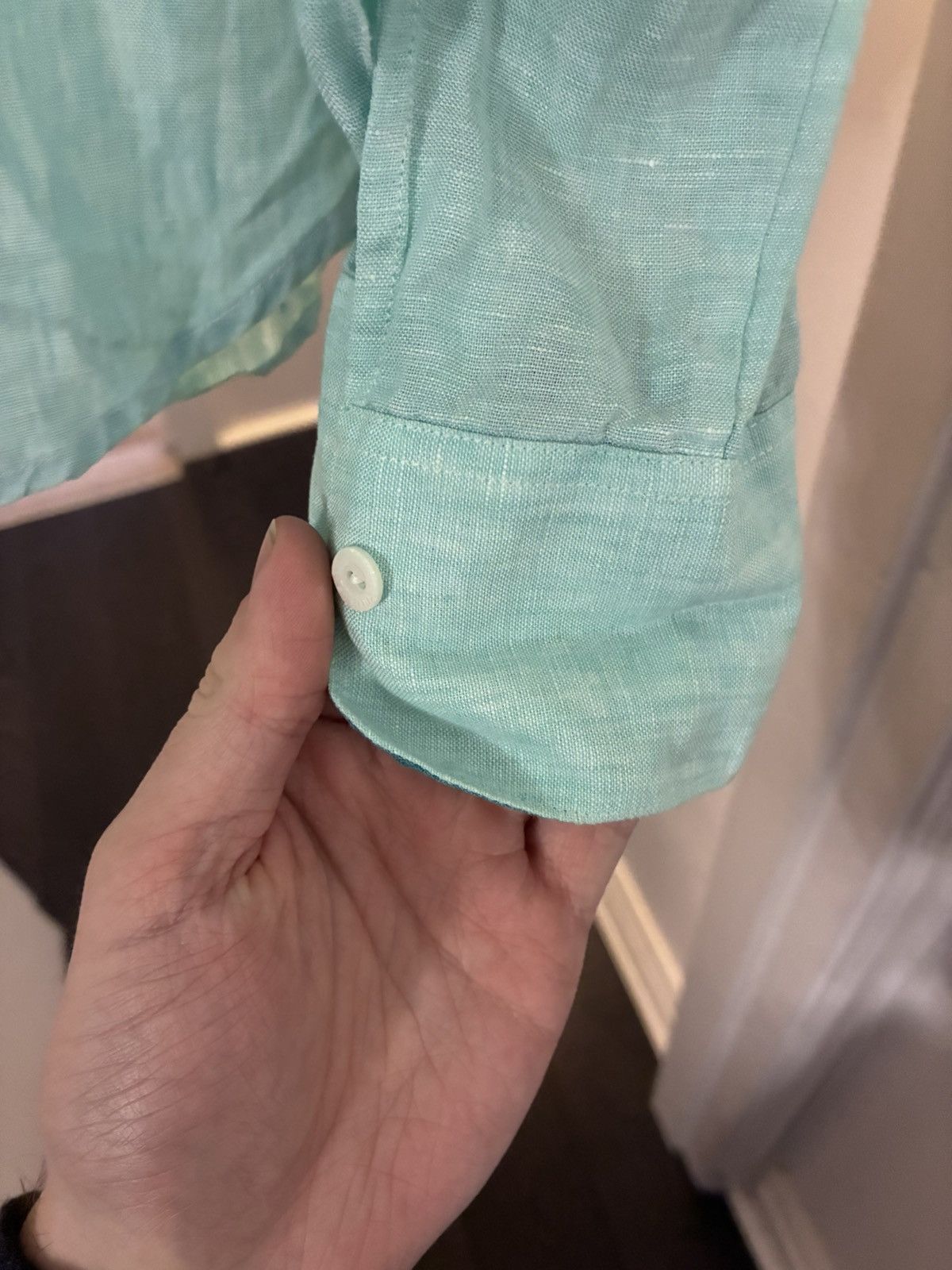 Loro Piana Loro Piana unisex turquise / mint linen shirt size 48/small Size US S / EU 44-46 / 1 - 4 Thumbnail