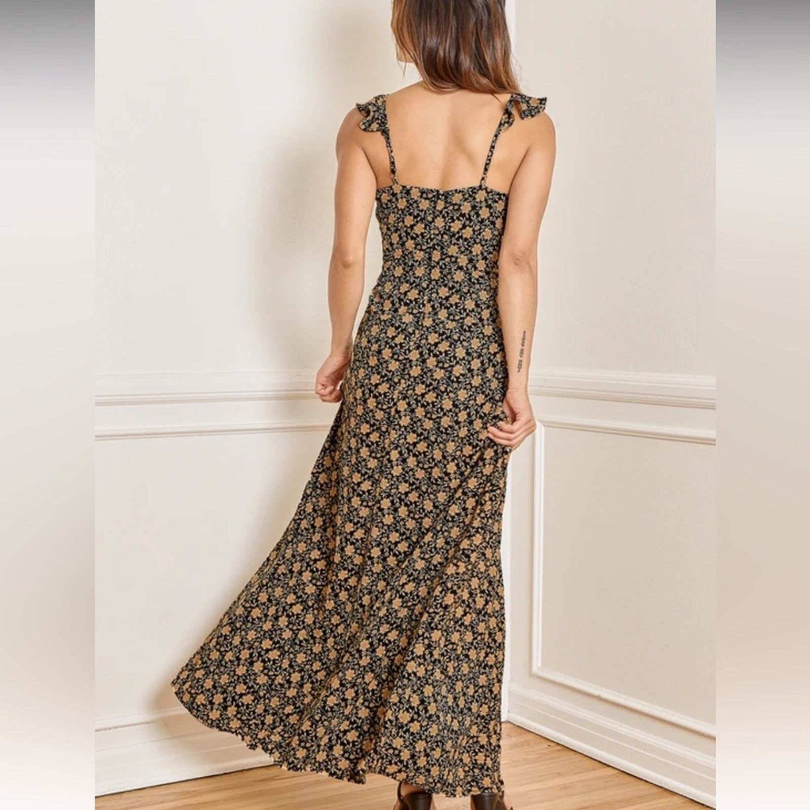 Lulus Lulus The Way to Love Black Floral Ruffled Maxi Dress XL Size XL / US 12-14 / IT 48-50 - 3 Thumbnail