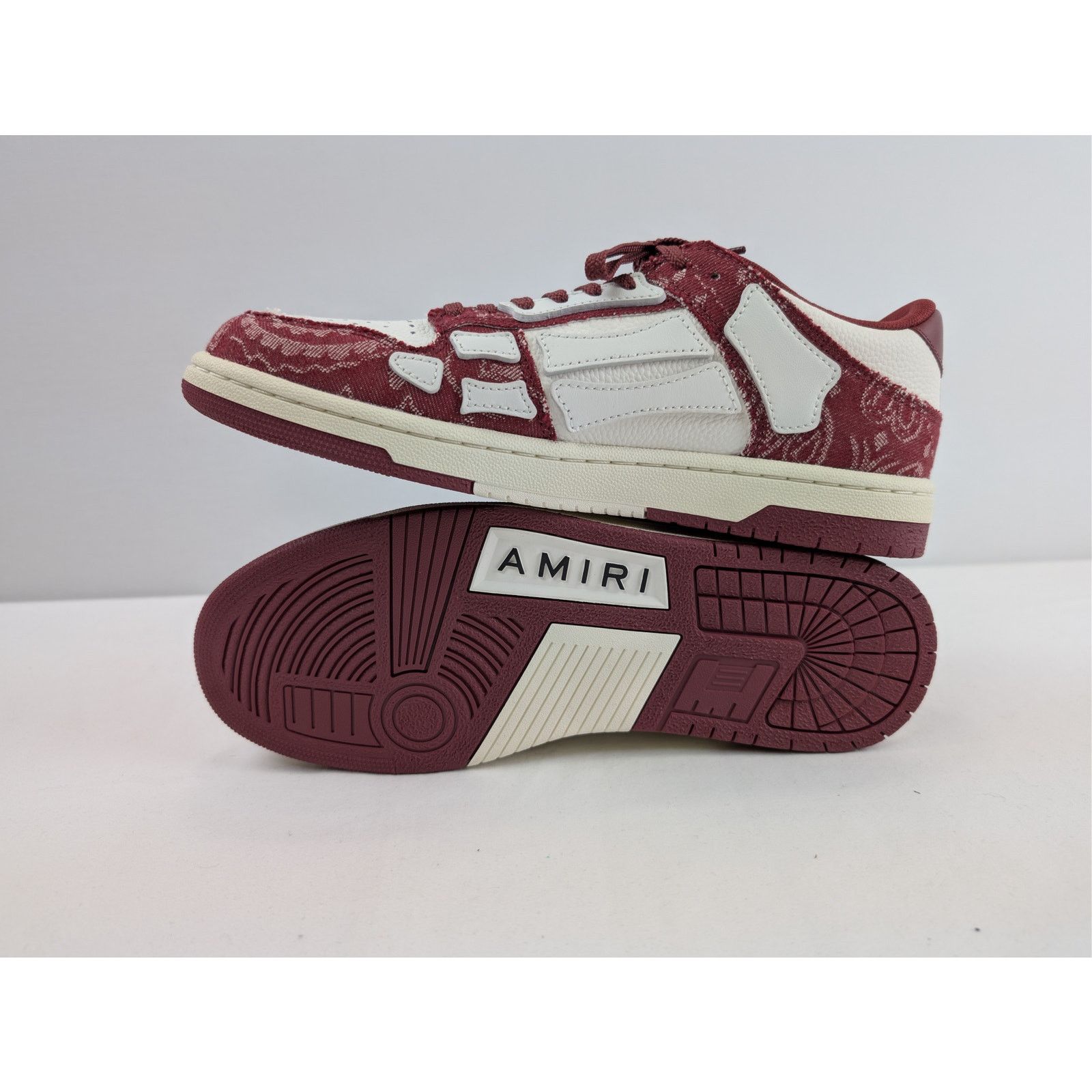 Amiri o1rshd1 Bandana Denim Skeleton Top Low Sneakers in Burgundy Size US 11 / EU 44 - 1 Thumbnail