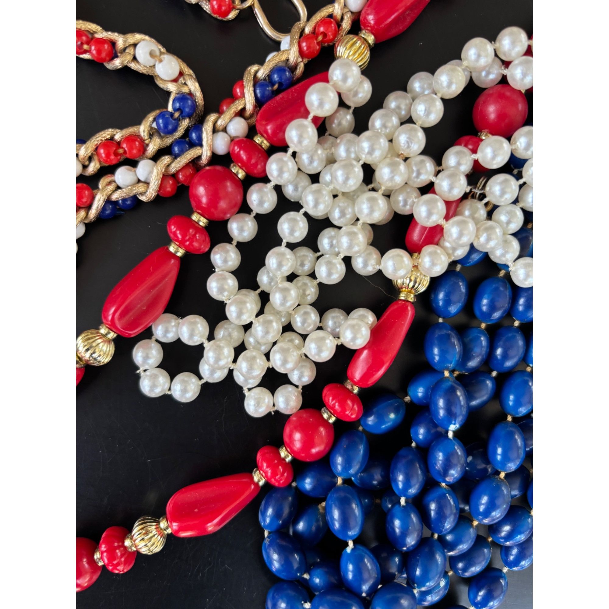 Other Vintage Multi-Strand Beaded Necklaces Set - Red White & Blue Size ONE SIZE - 3 Thumbnail