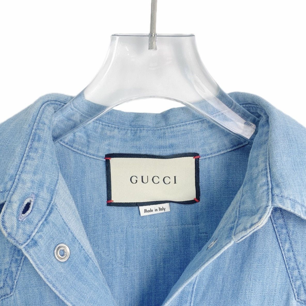 Gucci Gucci Rainbow Logo Leopard Long Sleeve Denim Shirt K26WX Size US M / EU 48-50 / 2 - 3 Thumbnail