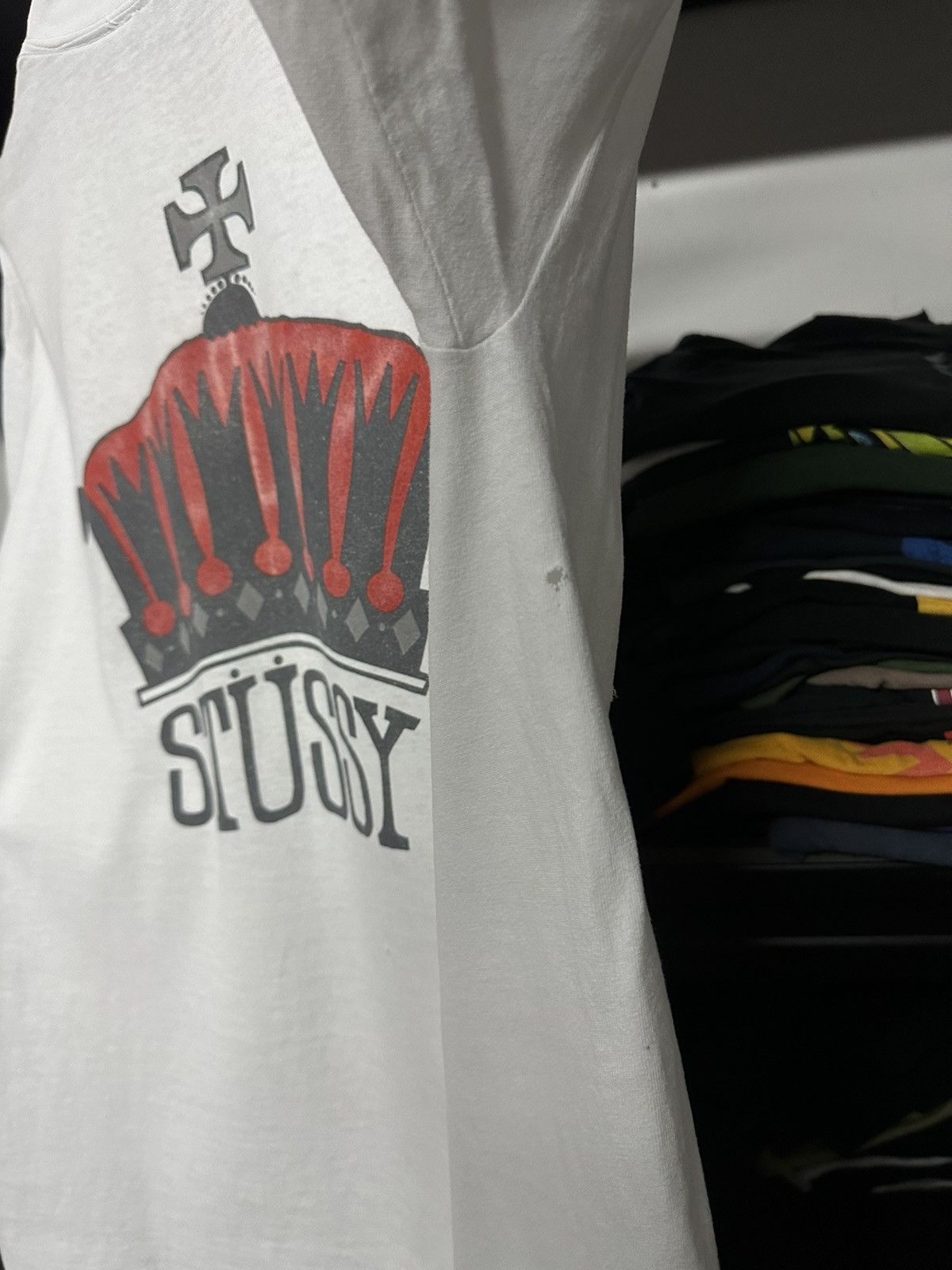 Stussy Vintage 90s Stussy Crown Distressed Tee Size US L / EU 52-54 / 3 - 6 Thumbnail