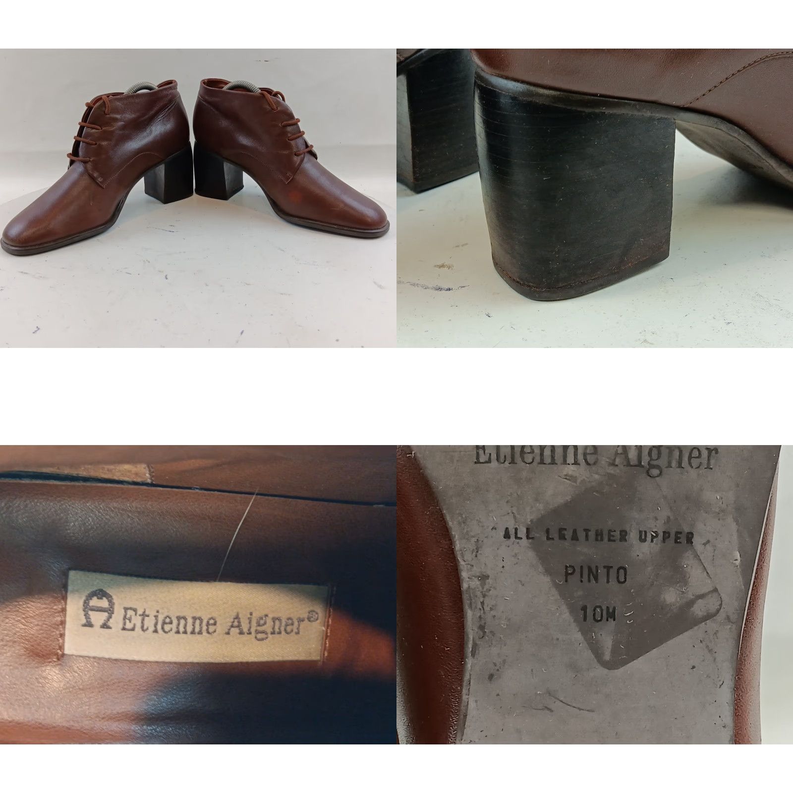 Etienne Aigner Etienne Aigner Pinto Boots Women Ankle Brown Leather Lace Up Block Heel 2 in Size 10 M Casual Fall Winter Spring Size US 10 / IT 40 - 11 Thumbnail