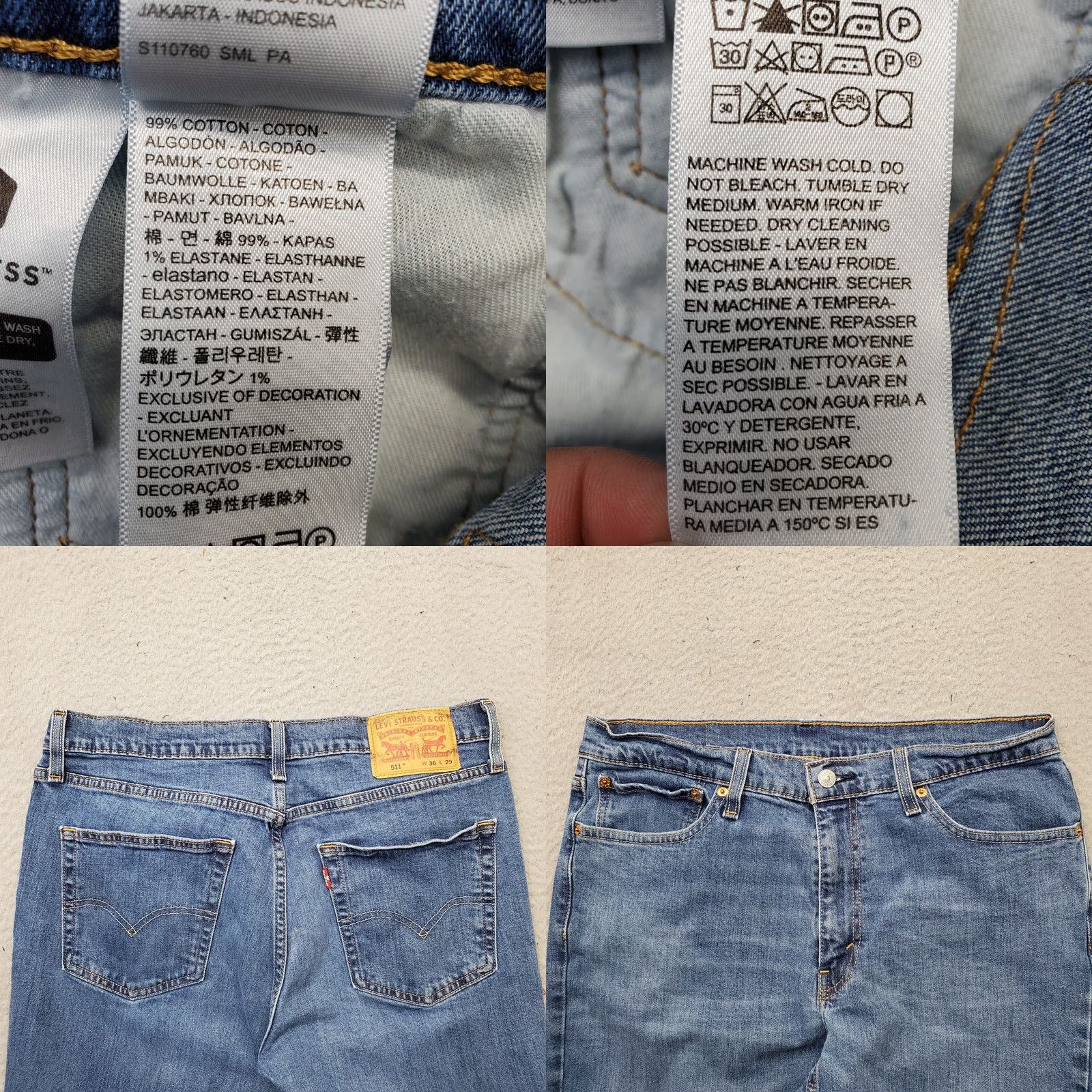 Levi's Levi's 511 Jeans Men 36x29 Blue Denim Double Stitch Red Tab Straight Leg Outdoor Size US 36 / EU 52 - 8 Thumbnail