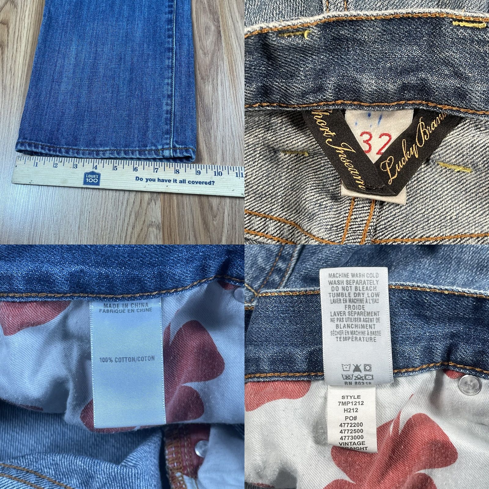 Lucky Brand Lucky Brand Jeans Mens 32Wx29L Straight Leg Fit Blue Denim Dungarees Long Pants Size US 32 / EU 48 - 8 Thumbnail