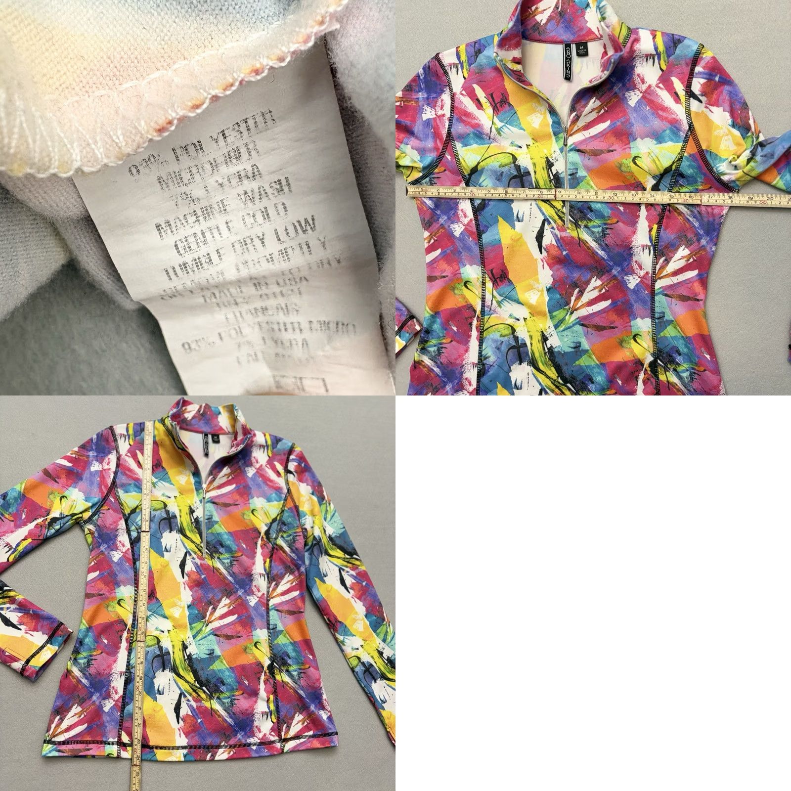 Vintage SNO SKINS Pullover Top M 1/4 Zip Microfiber Paper Mache Pink Purple White Green Size M / US 6-8 / IT 42-44 - 8 Thumbnail