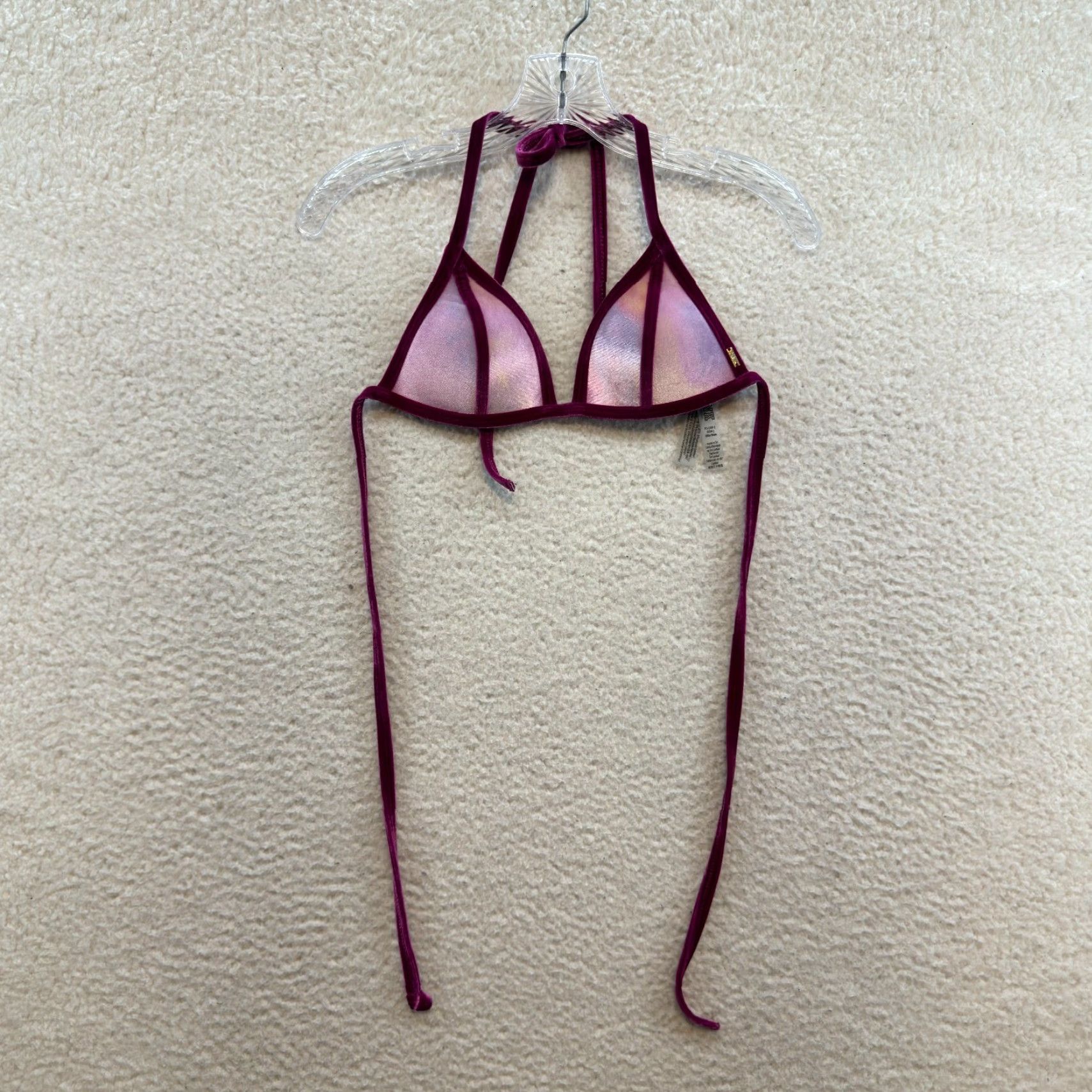 Victoria's Secret Victoria's Secret Swim Top Triangle Bikini XS Pink Purple Velvet Velour Padded Women XS Pink Velvet Velour Padded Women Size XS / US 0-2 / IT 36-38 - 3 Thumbnail