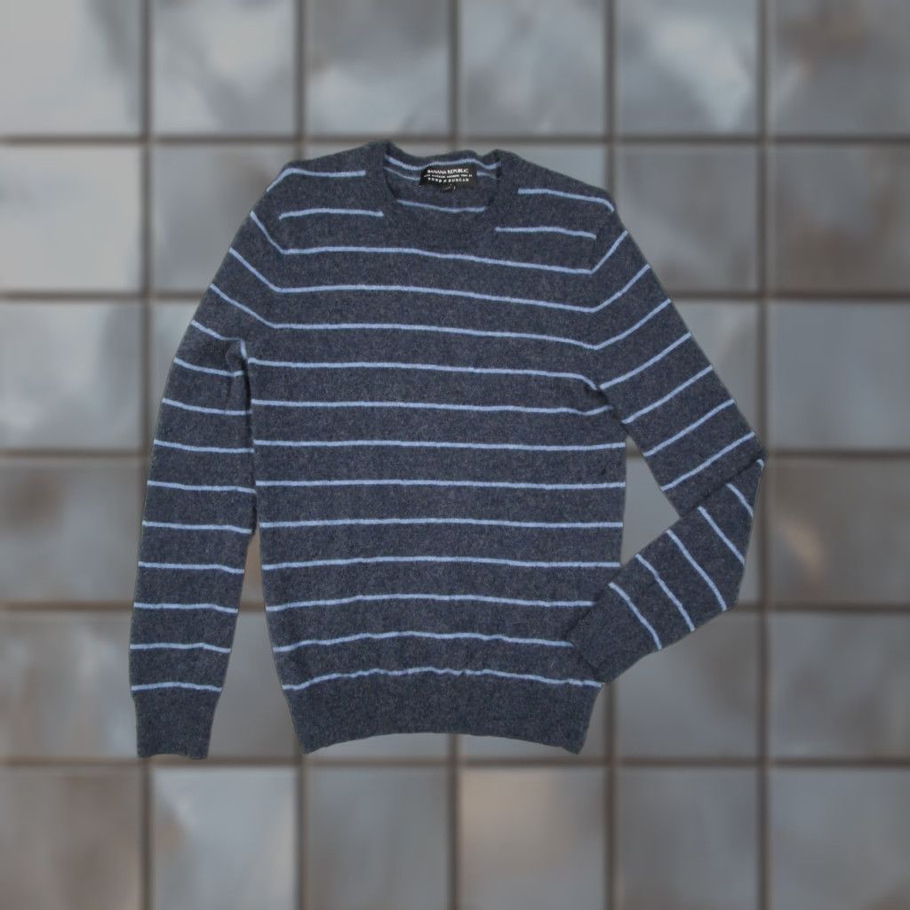 Banana Republic BANANA REPUBLIC Todd & DUNCAN Men Small Blue Striped Long Sleeve Crew Neck Pullover - 100% Cashmere - Knit, Wool, Classic Fit, Sweatery? Size US S / EU 44-46 / 1 - 1 Thumbnail