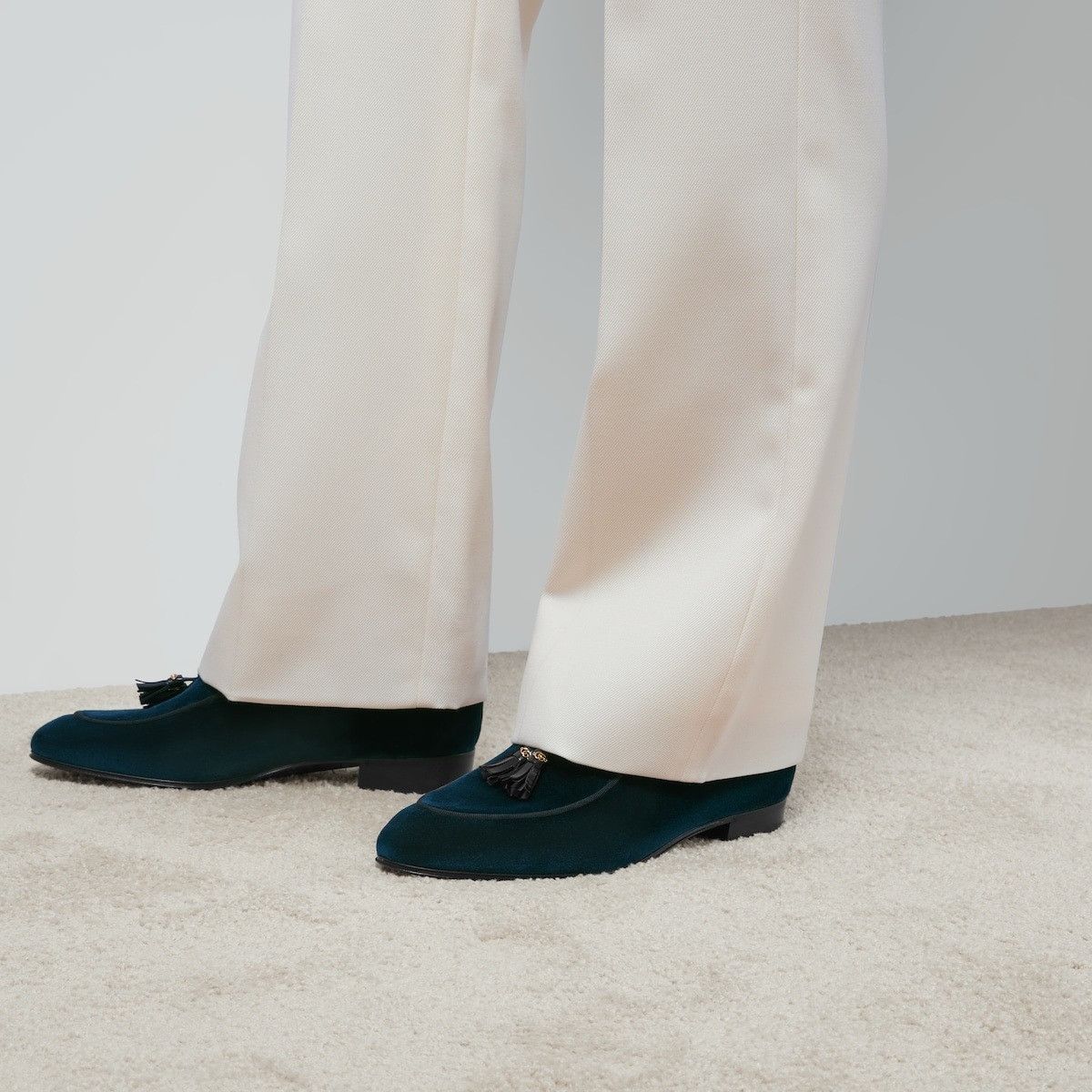 Gucci o1s1wg110225 Men's Loafers With Tassels in Blue Size US 7.5 / EU 40-41 - 3 Thumbnail