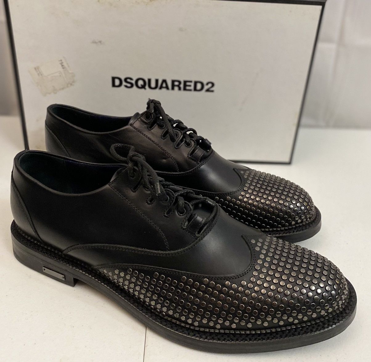 Dsquared2 Dsquared2 🇮🇹 Black Leather Metalhead Wingtip Derby 12 NEW Size US 12 / EU 45 - 7 Thumbnail