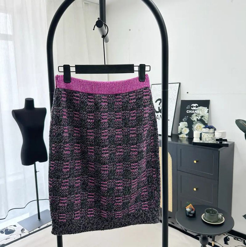 Chanel Chanel Colorblock Wool Midi Skirt 0089 Size 23" - 1 Thumbnail