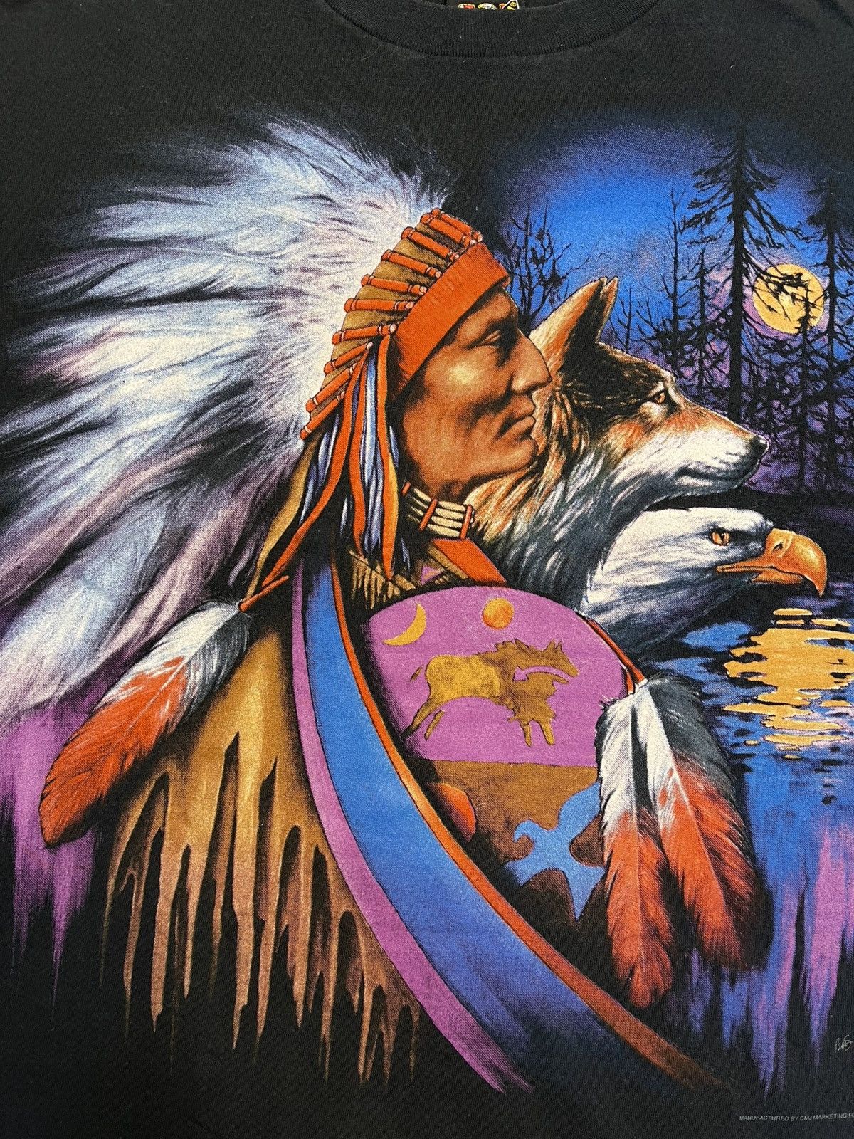 Vintage Vintage 1993 3D Emblem Indian Native American T Shirt 90s Size US L / EU 52-54 / 3 - 2 Thumbnail