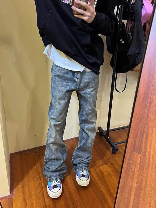 Japanese Brand × Jean Retro washed distressed straight leg loose jeans Size US 32 / EU 48 - 4 Thumbnail