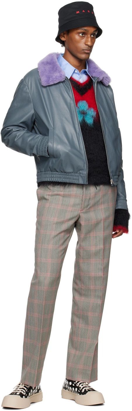 Marni o1w1db11125 Contrast Leather Jacket in Grey Size US L / EU 52-54 / 3 - 4 Thumbnail