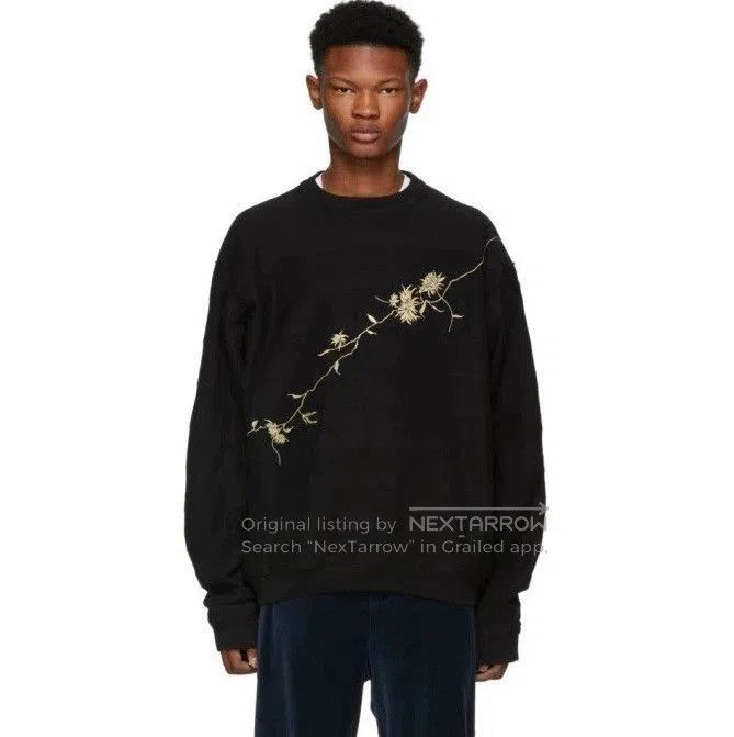 Haider Ackermann Haider Ackermann Black Floral Embroidered Sweatshirt. Size US XS / EU 42 / 0 - 8 Thumbnail
