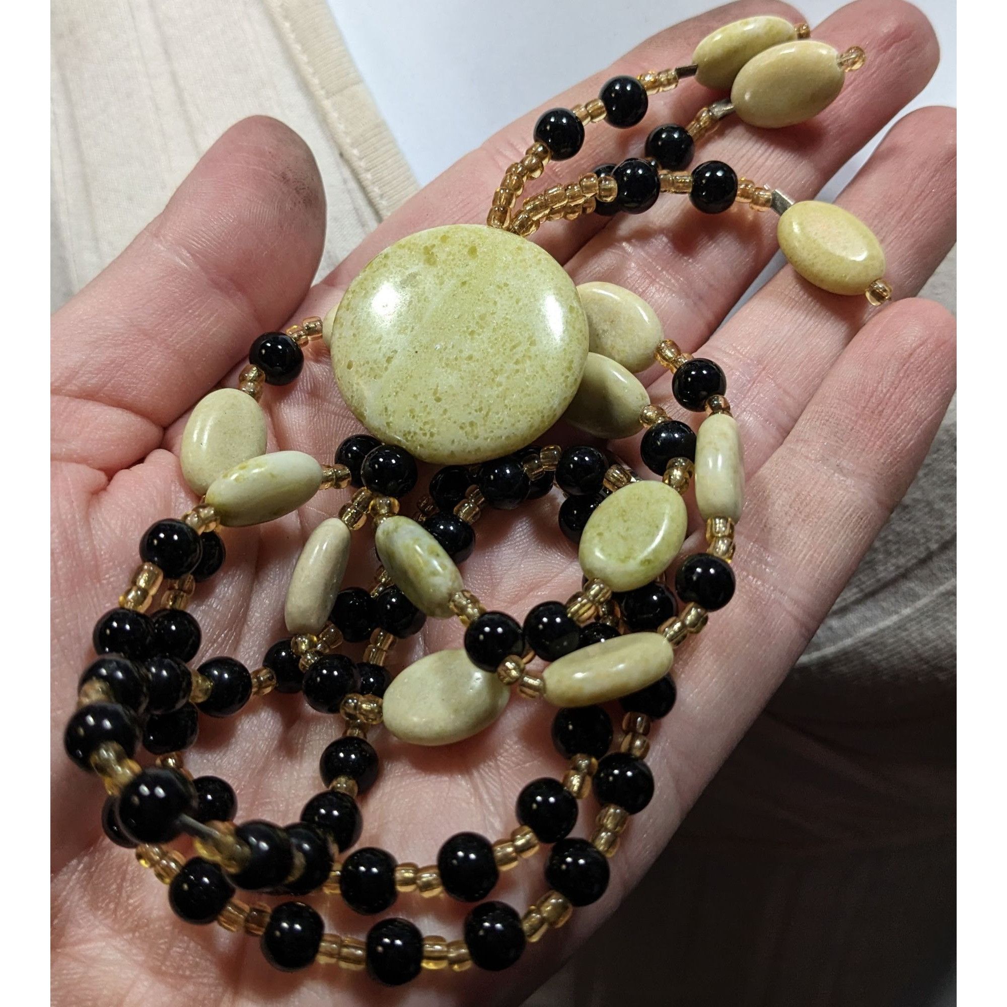 Handmade Vintage Handmade Stone And Glass Beaded Necklace Size ONE SIZE - 5 Thumbnail
