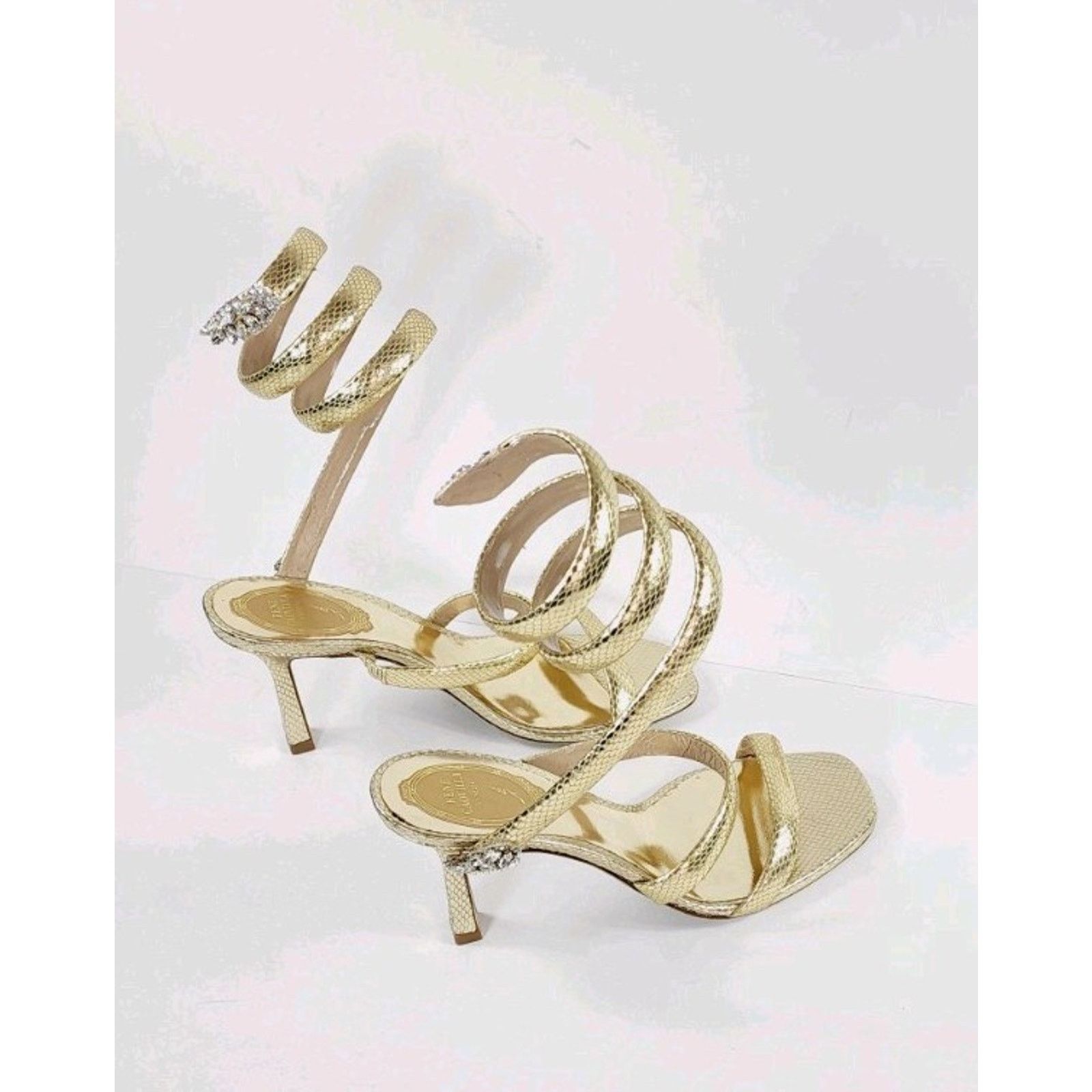 Rene Caovilla $1268 RENE CAOVILLA Leather Sandals US7 UK4EU37 Snake Design Size US 7 / IT 37 - 1 Thumbnail