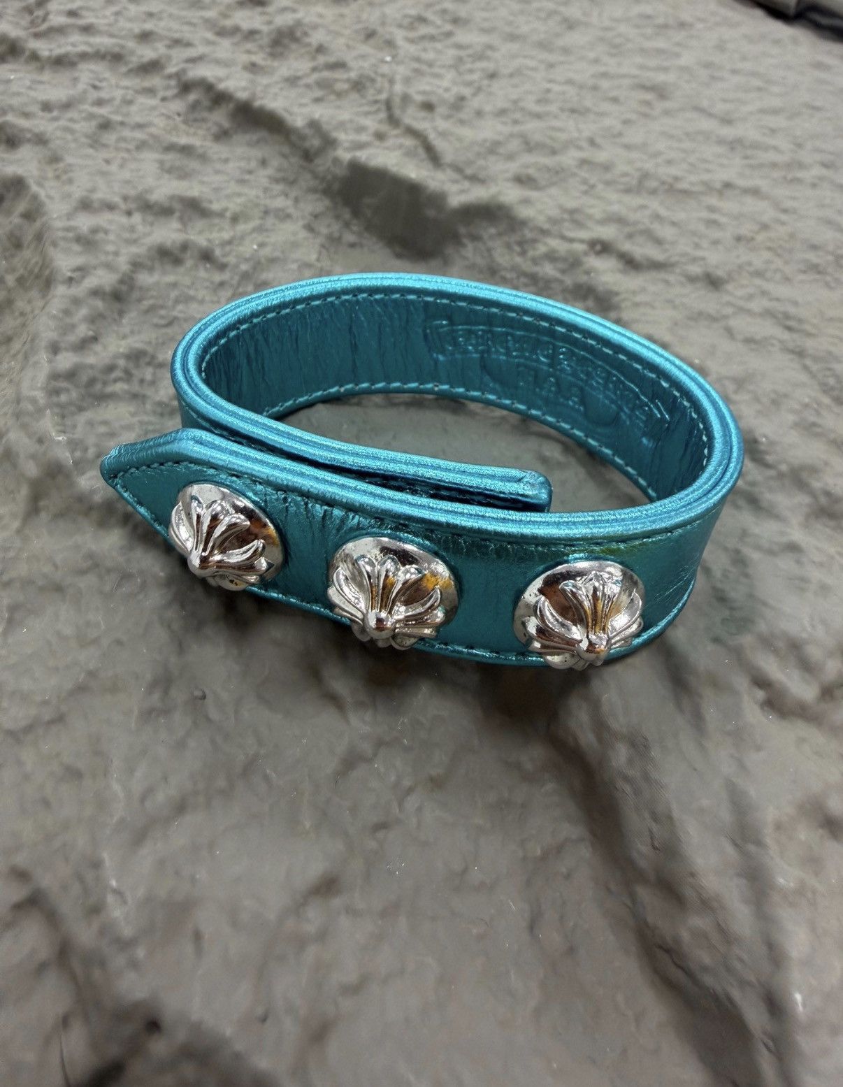 Chrome Hearts Chrome Hearts Plated Electric Blue Leather Bracelet CH233 Size ONE SIZE - 1 Thumbnail