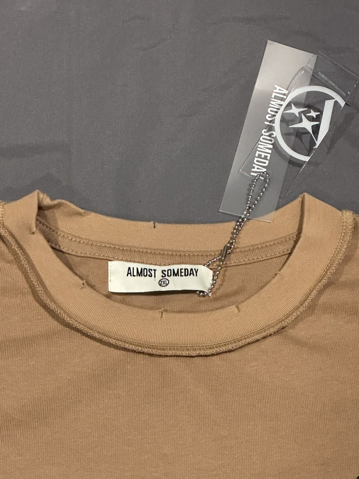 Other Almost Someday 2XL Distressed Oversized Logo T-Shirt, Tan. Size US XXL / EU 58 / 5 - 6 Thumbnail