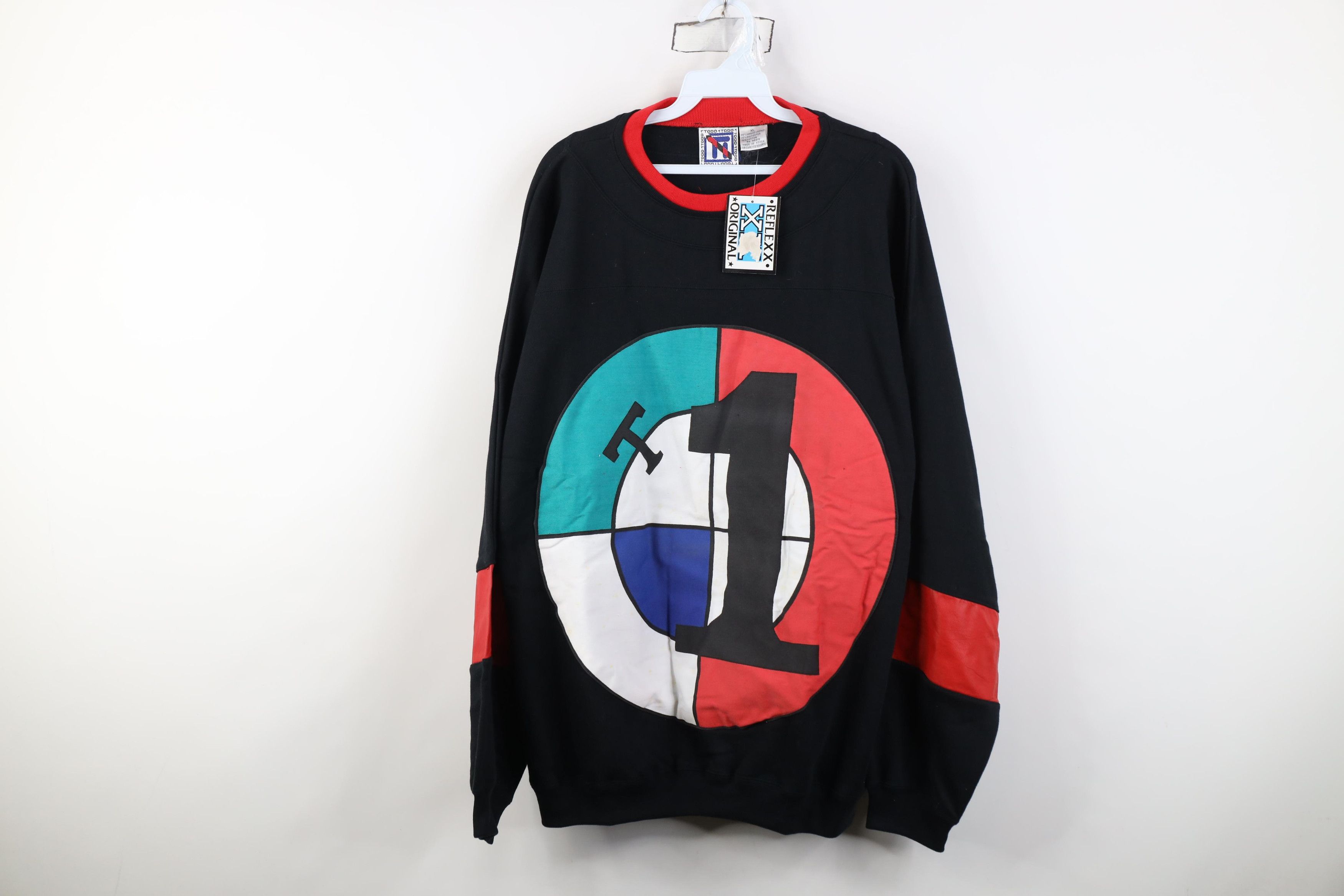 Vintage Deadstock Vintage 90s Streetwear Leather Bullseye Sweatshirt Size US XL / EU 56 / 4 - 1 Thumbnail
