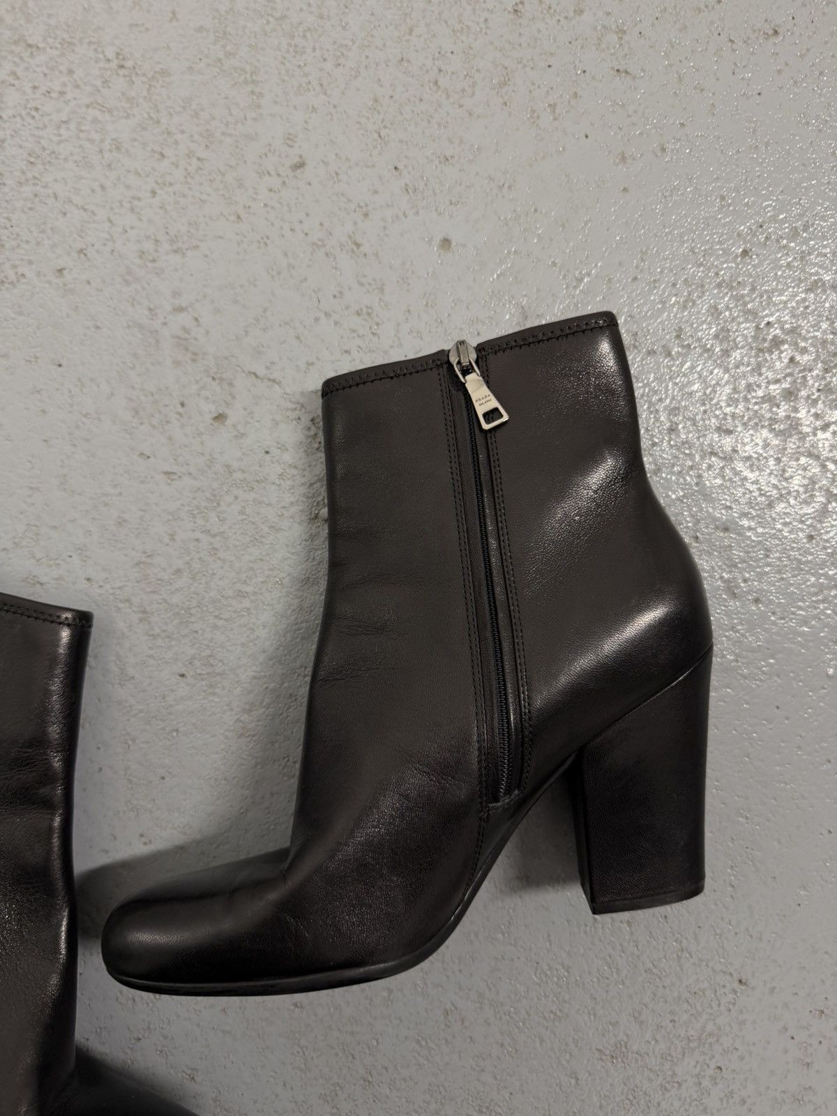Prada Vintage 00s Prada Ankle Leather Heel Boots Size US 7.5 / IT 37.5 - 6 Thumbnail