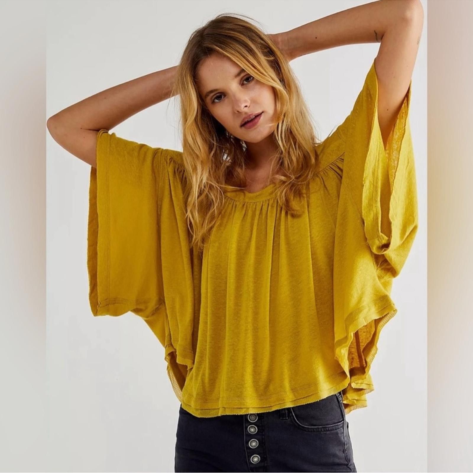 Free People NWOT Free People Sunsetter T Golden Yellow Women Top Medium Size M / US 6-8 / IT 42-44 - 3 Thumbnail