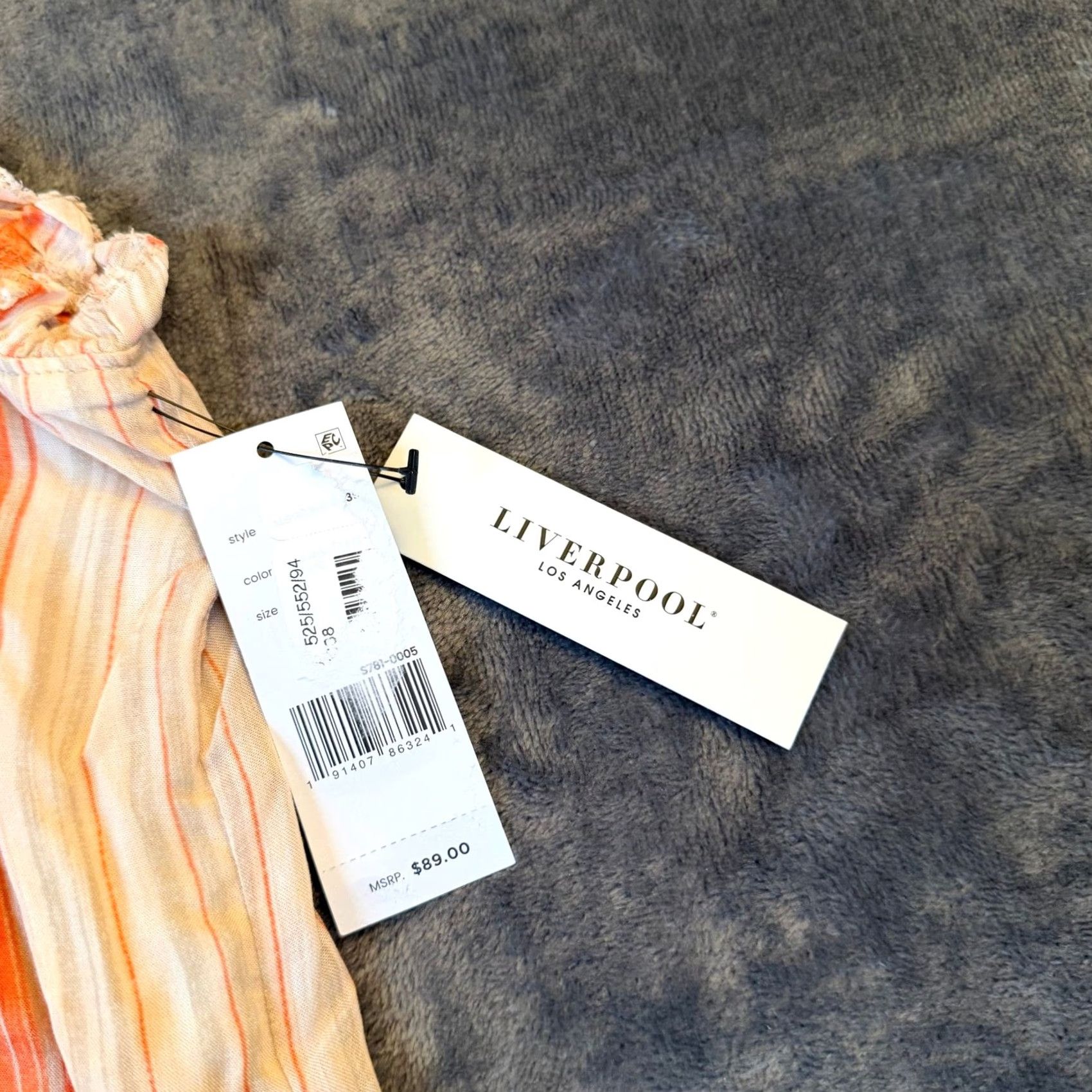 Vintage Liverpool Striped Blouse Sleeveless Womens XL Orange V-Neck Ruffle Tassel Boho Shirt Blouse Womens Size XL / US 12-14 / IT 48-50 - 5 Thumbnail
