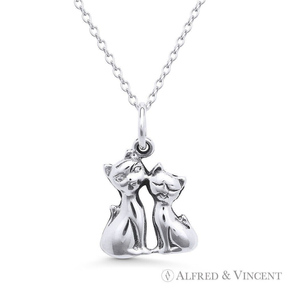 Other Cuddling Cat Lover Charm Pendant in .925 Sterling Silver Size ONE SIZE - 1 Preview