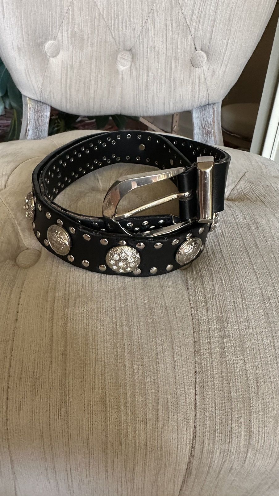 Versace Studded Medusa Heritage Leather Belt Size ONE SIZE - 3 Thumbnail