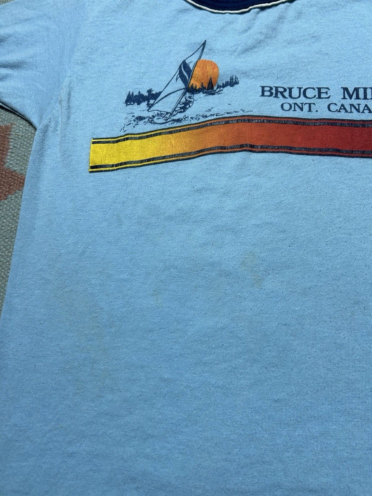 Vintage 80s ringer t shirt Bruce mines Ontario Canada women baby tee Size XS / US 0-2 / IT 36-38 - 4 Thumbnail