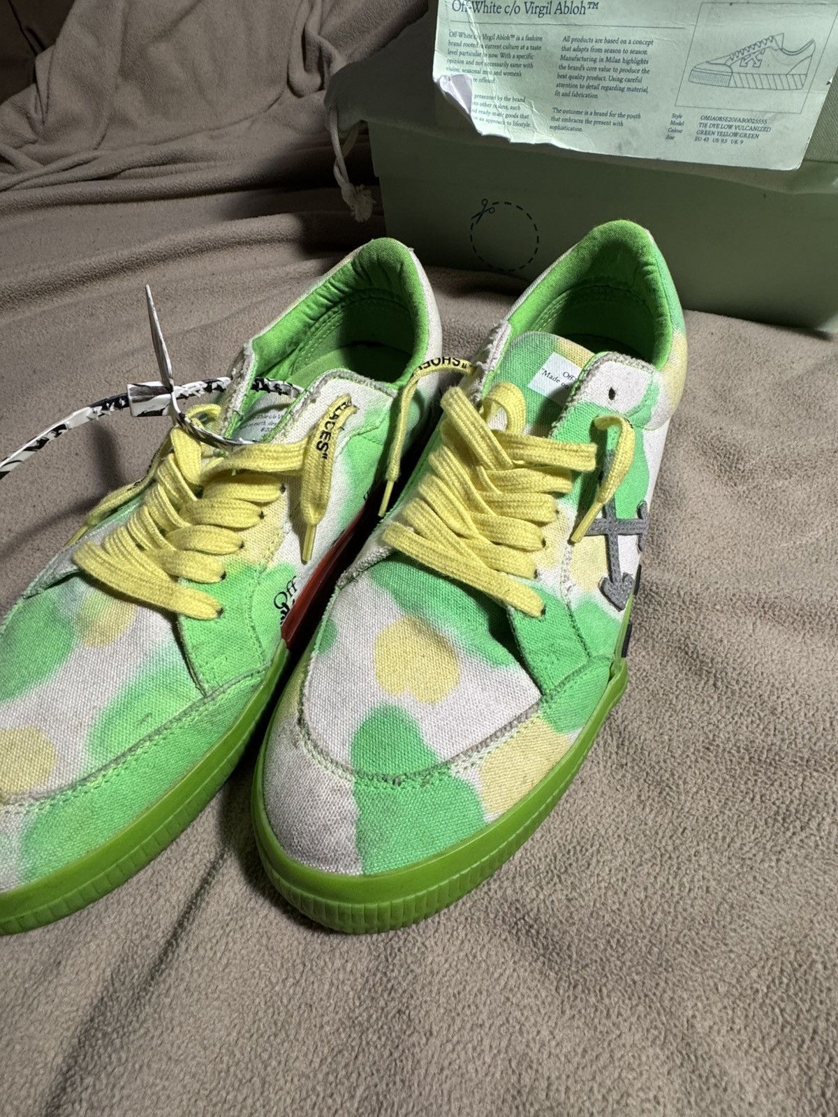 Off-White Off-White Vulcanized tie dye green and yellow Size US 10 / EU 43 - 4 Thumbnail