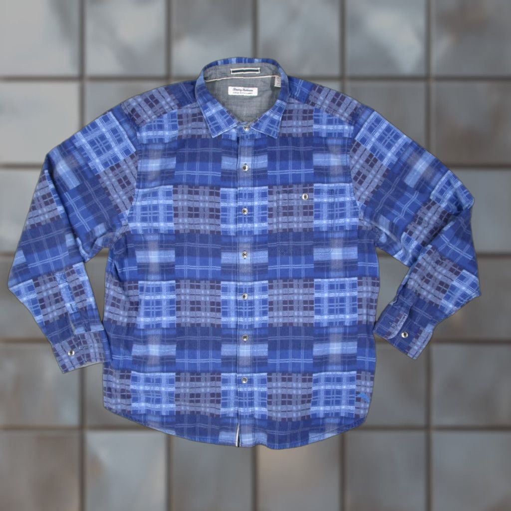 Tommy Bahama TOMMY BAHAMA Men’s blue plaid / patchwork long sleeve button up CANYON BEACH FLANNEL pocket shirt blue Canyon Beach flannel button up Size US XL / EU 56 / 4 - 1 Thumbnail