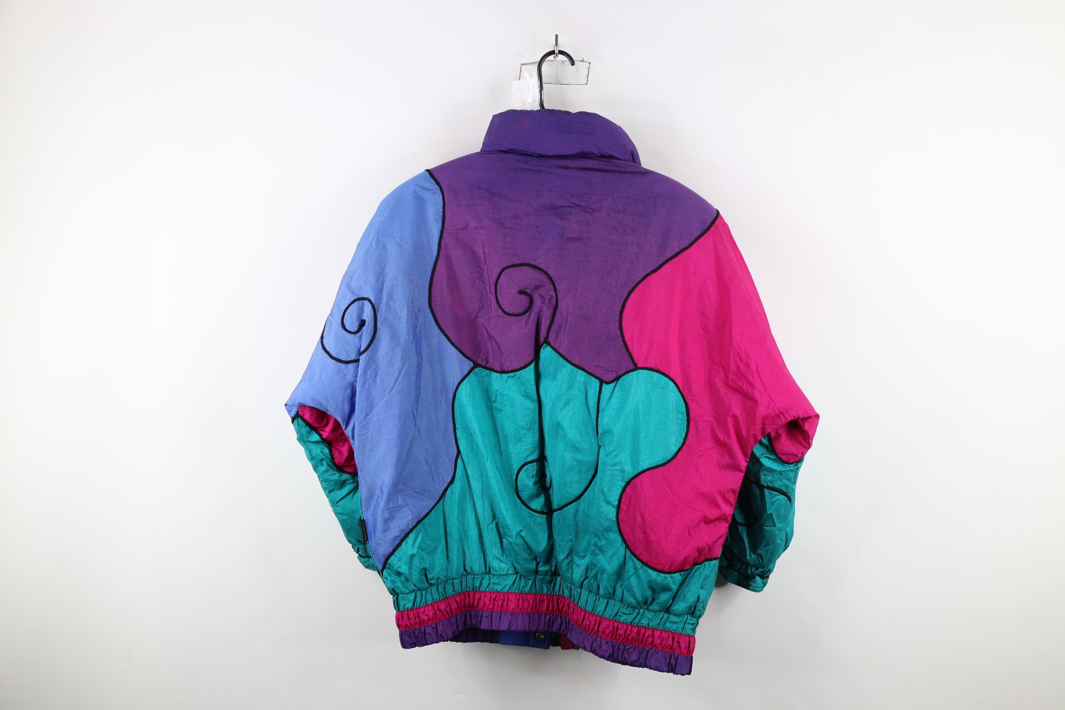 Vintage Vintage 90s Streetwear Abstract Rainbow Puffer Jacket Size L / US 10 / IT 46 - 12 Thumbnail