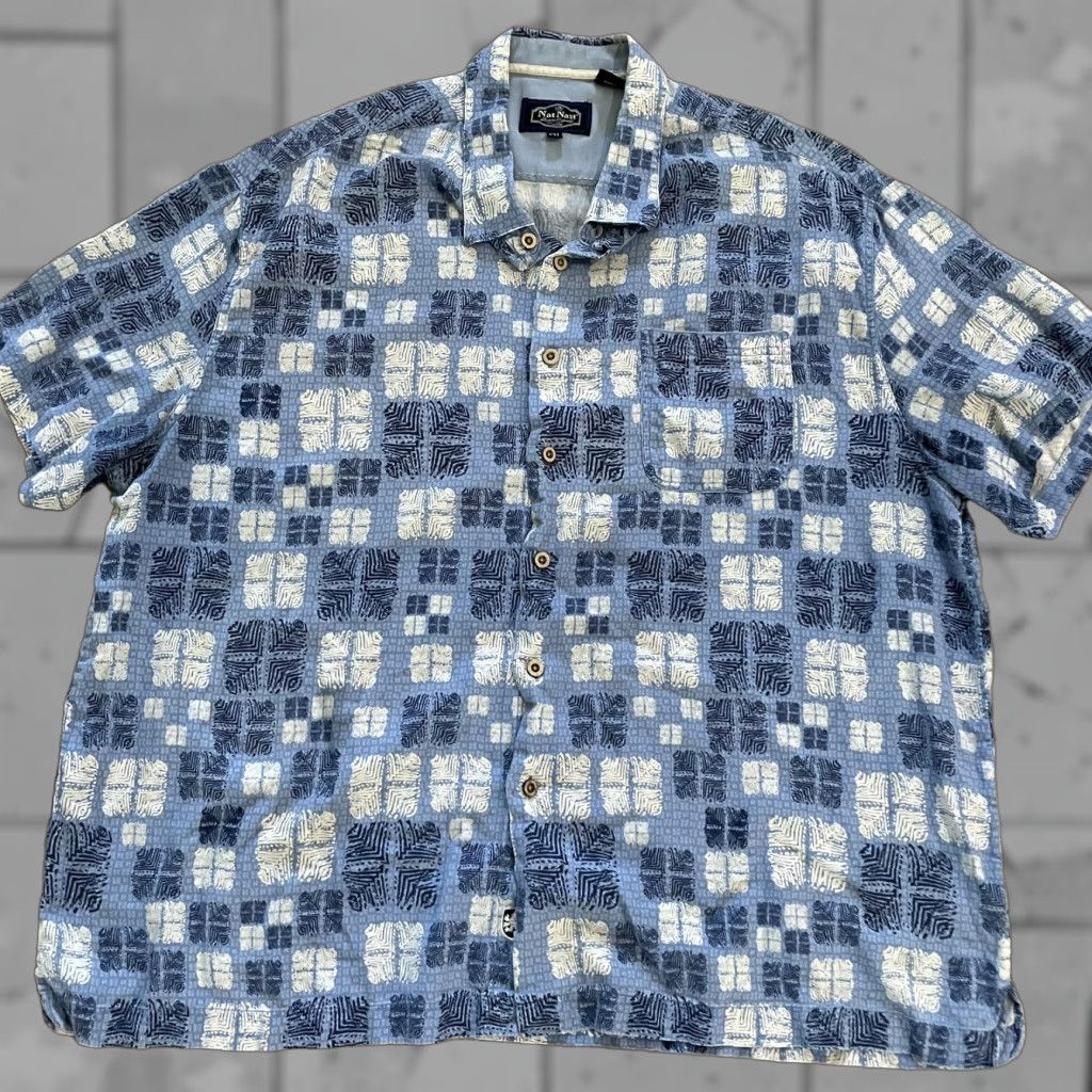 Nat Nast VINTAGE Nat Nast luxury originals silk blend blue button-down Hawaiian shirt Mens XXL Size US XXL / EU 58 / 5 - 1 Thumbnail