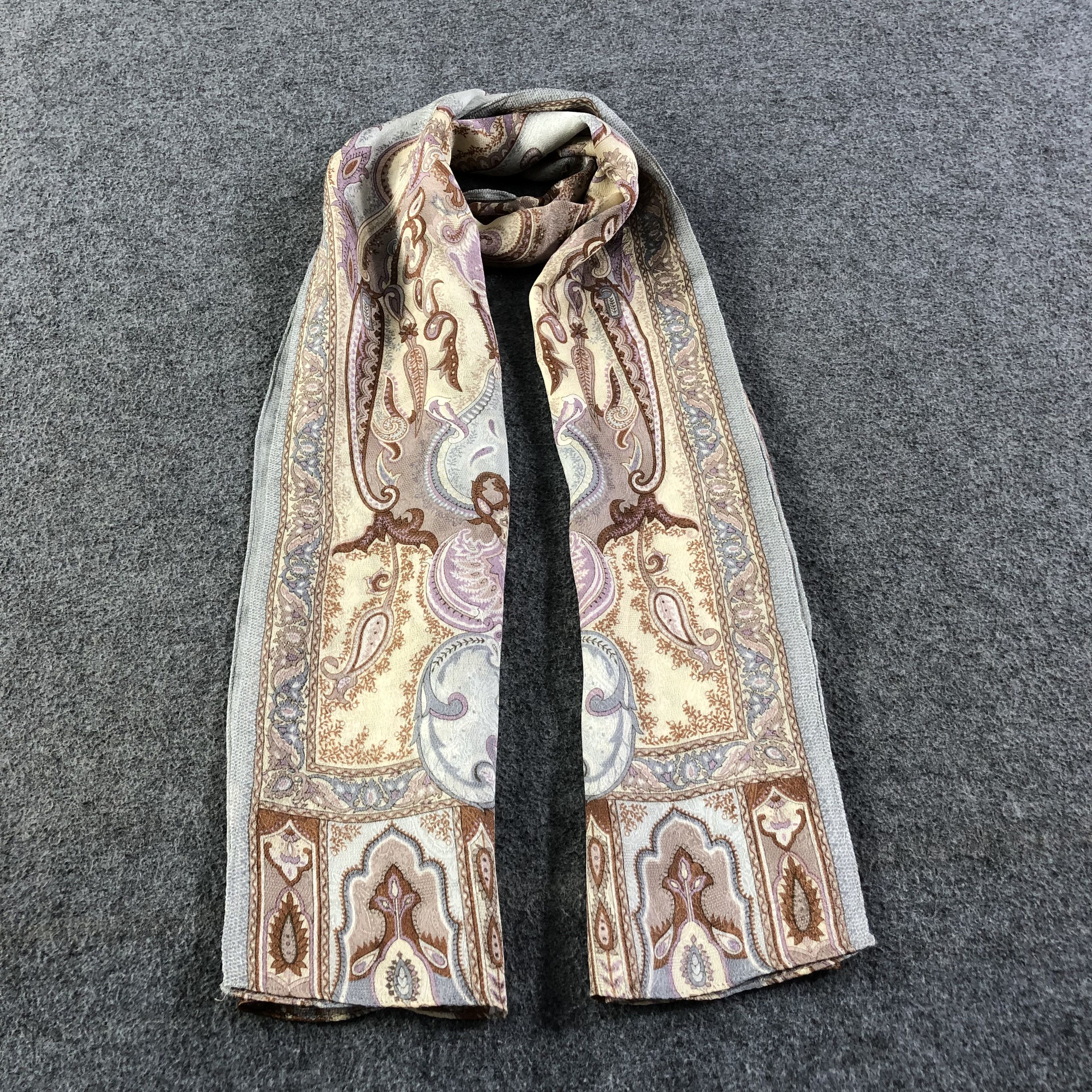 Vintage Luxury Paislee Design Silk Stole Silk Scarf M645 Size ONE SIZE - 1 Thumbnail