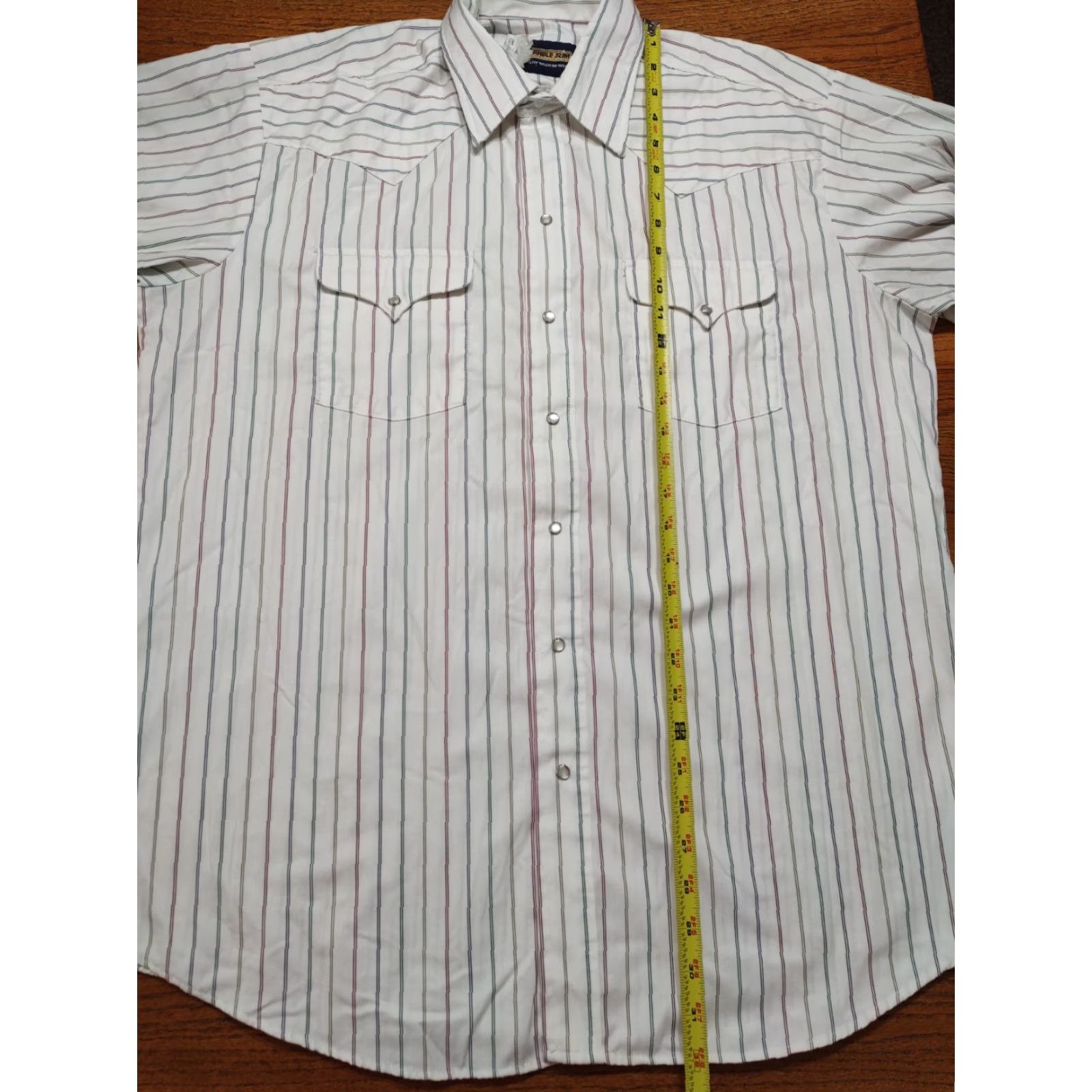 Vintage VINTAGE Panhandle Slim Shirt Mens 17 X 35 White Striped Pearl Snap Western Cowboy Shirt Mens 17 X 35 White Striped Pearl Snap Western Cowboy Size US XL / EU 56 / 4 - 7 Thumbnail