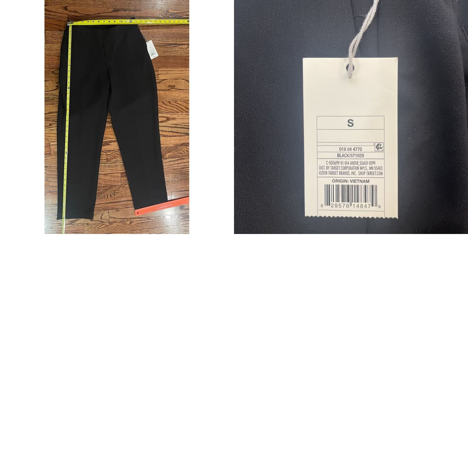Vintage A New Day Pants Women Small Elastic Waist Black Ankle NWT 26x27 Pockets Mid Rise Flat Front Knit Polyester Blend Regular Straight Womens Size 28" / US 6 / IT 42 - 9 Thumbnail