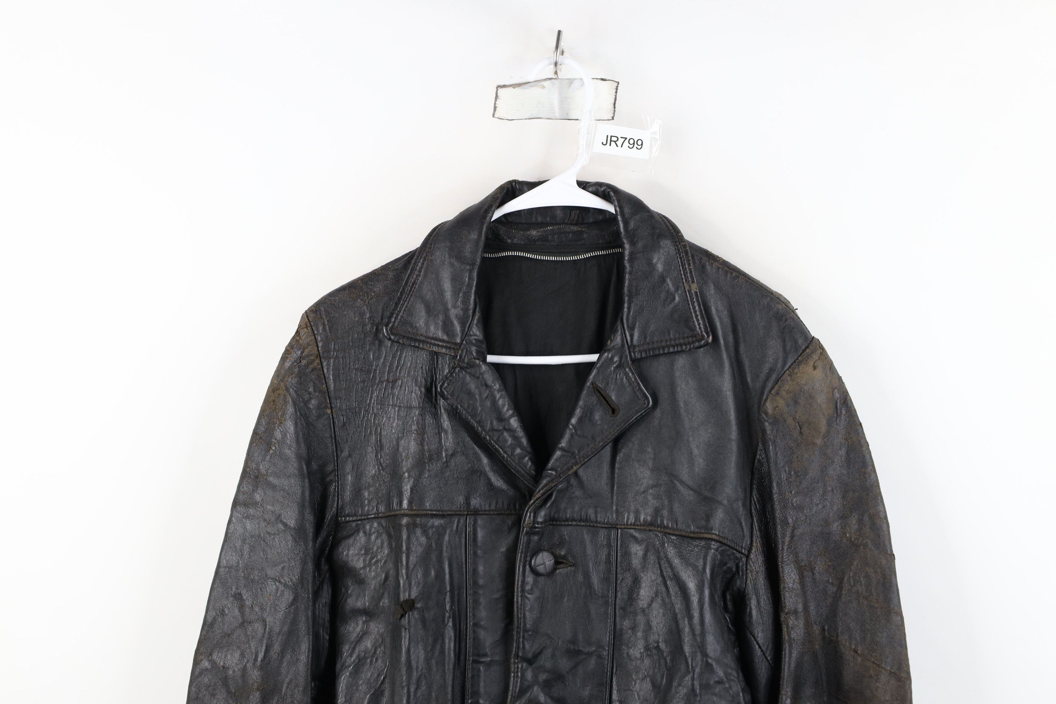 Vintage Vintage 70s Streetwear Leather Button Jacket Coat Black Size US S / EU 44-46 / 1 - 2 Thumbnail