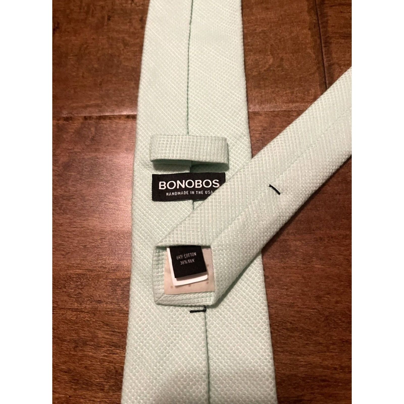 Bonobos Bonobos Neck Tie Handmade In The USA Pastel Mint Green Cotton Silk Blend Men’s Tie Mens Tie 59" 3.25" Craft Cotton Silk Blend Green Size ONE SIZE - 3 Thumbnail
