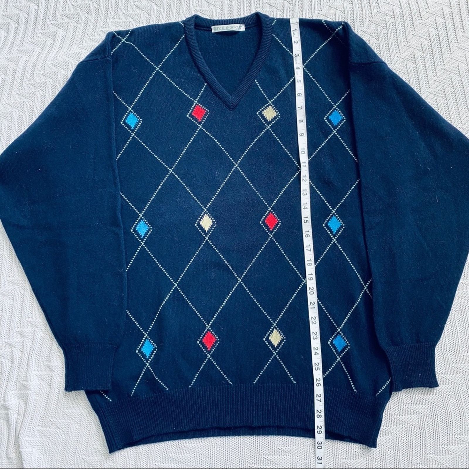 Lyle & Scott Vintage Lyle & Scott blue Scottish wool sweater Size US L / EU 52-54 / 3 - 8 Thumbnail