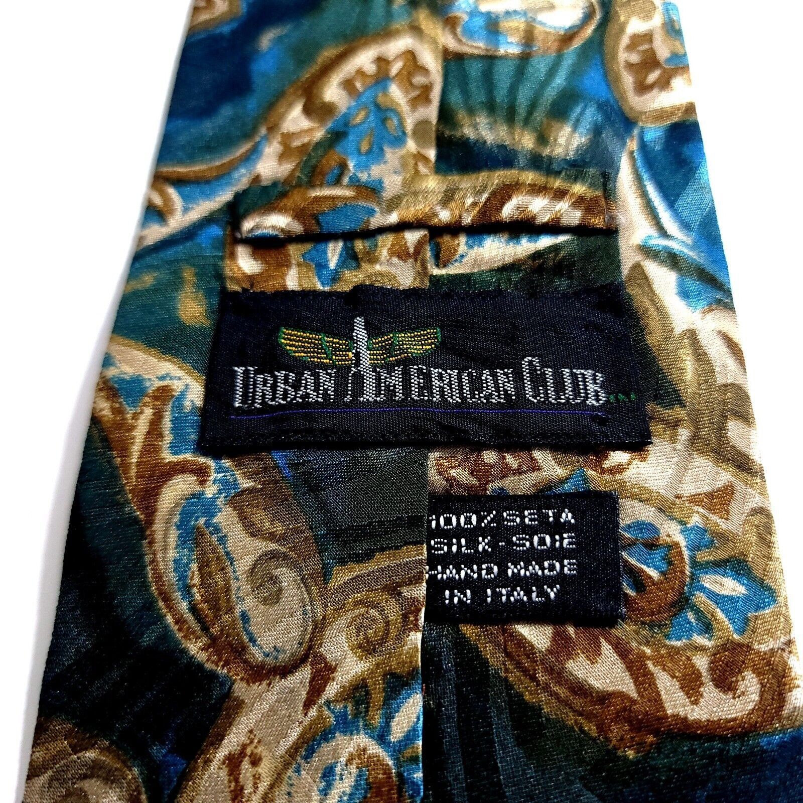 Vintage Urban American Club Blue Green tan Abstract Floral Jacquard Size ONE SIZE - 3 Thumbnail