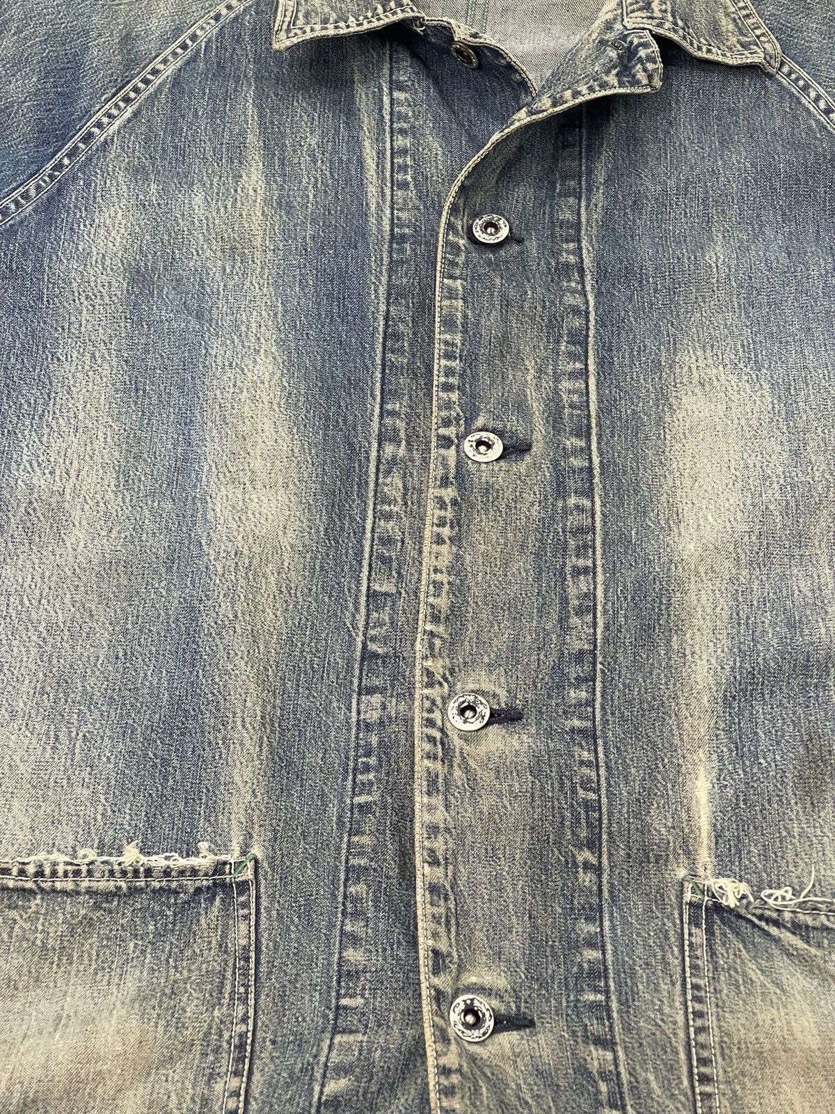 Sugar Cane Damaged Faded Sugar Canes Chore Jacket Distress Denim 5🟩8 Size US L / EU 52-54 / 3 - 11 Thumbnail