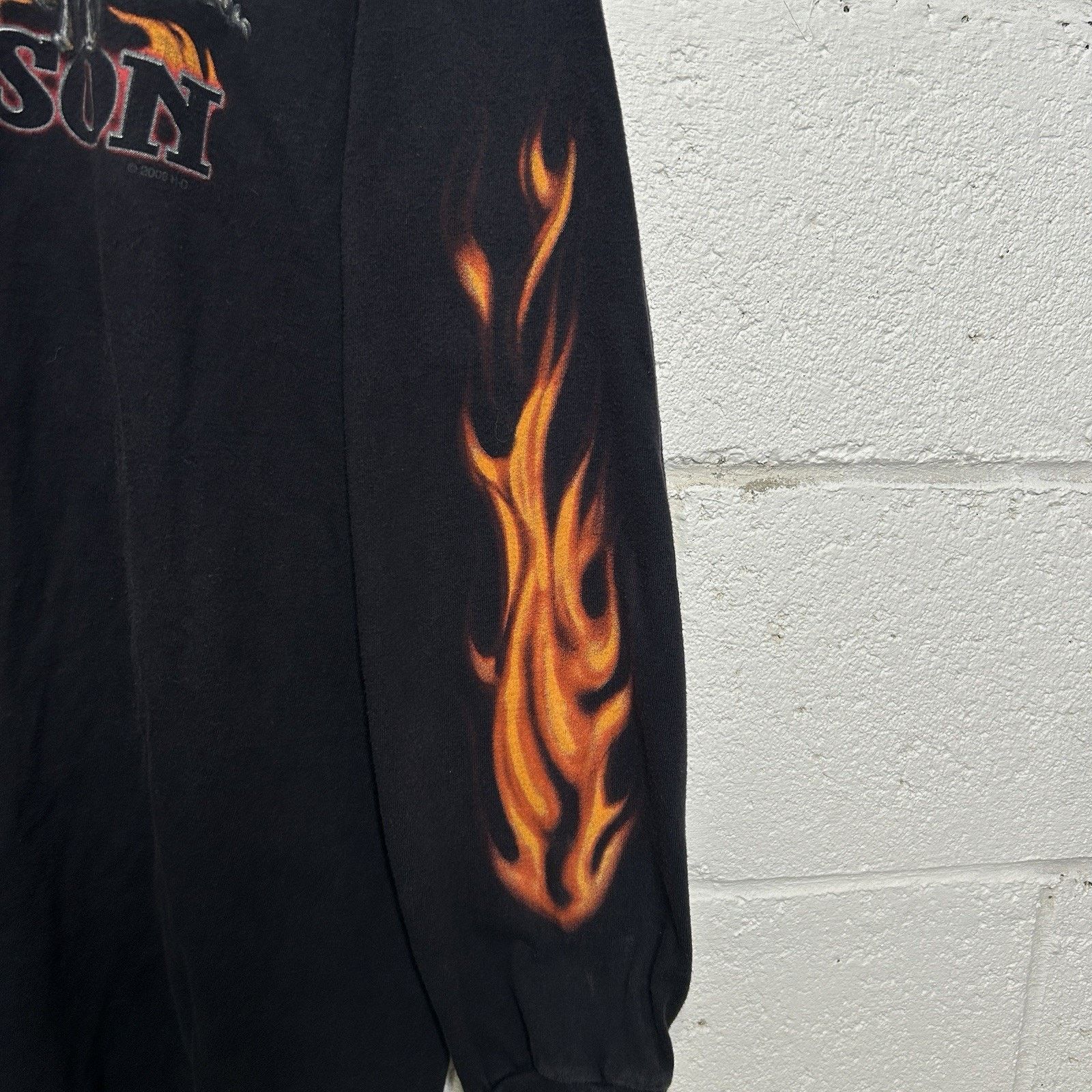 Harley Davidson Y2K Harley Davidson Black Fire Skeleton Flames Long-Sleeve Size US L / EU 52-54 / 3 - 5 Thumbnail