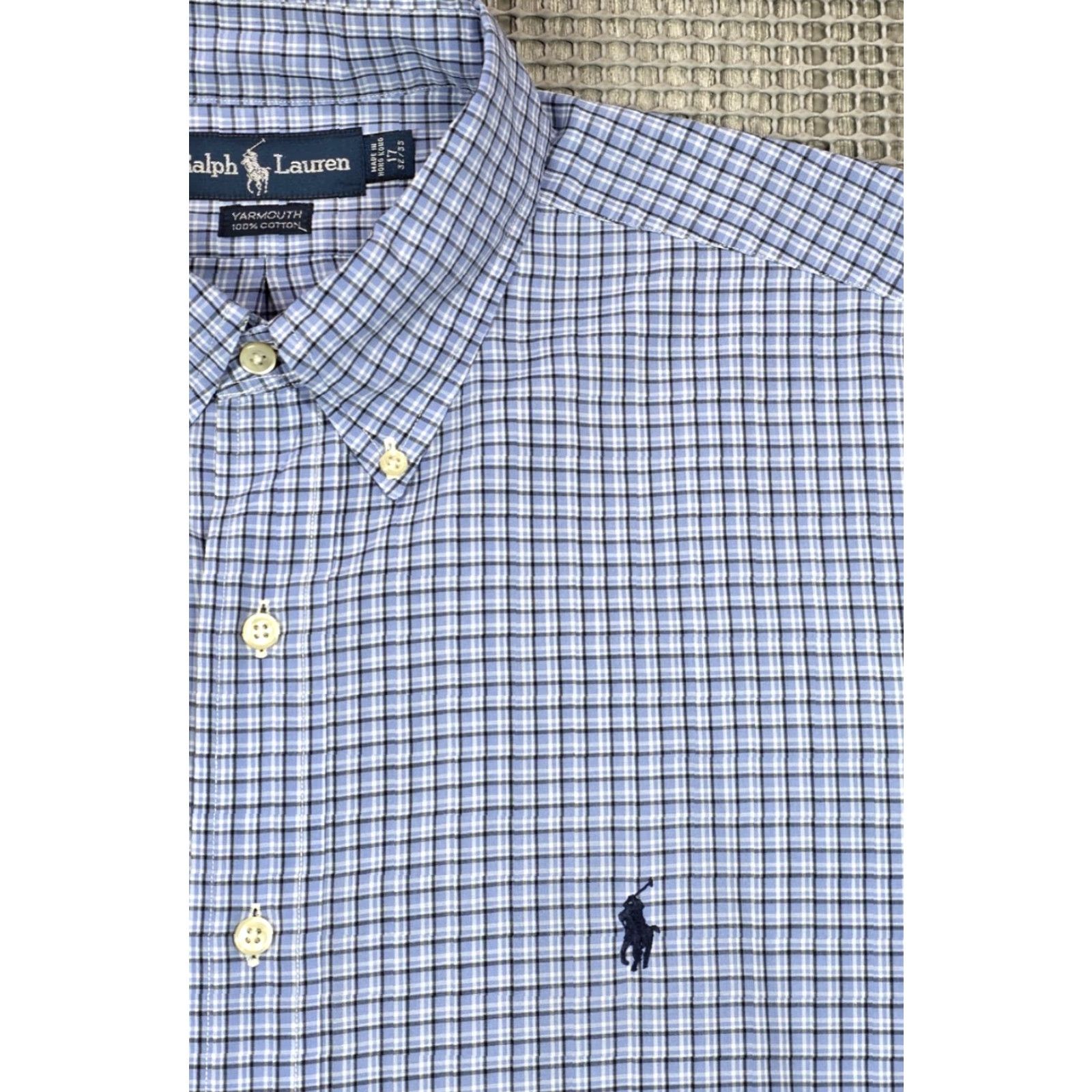 Polo Ralph Lauren VINTAGE Polo Ralph Lauren Shirt 90s Plaid Button-Up Long Sleeve 17-32/33 Blue Men's Size US XL / EU 56 / 4 - 3 Thumbnail