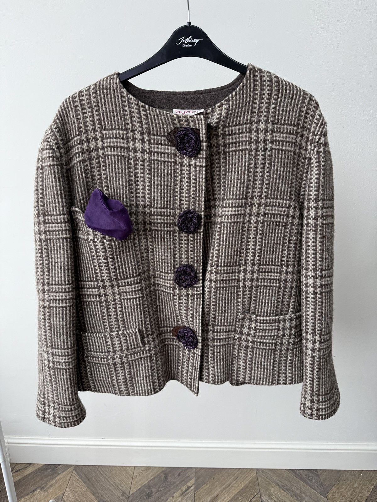 Byblos Vintage Byblos Women’s Wool Jacket Blazer Brown Check Size M / US 6-8 / IT 42-44 - 2 Thumbnail