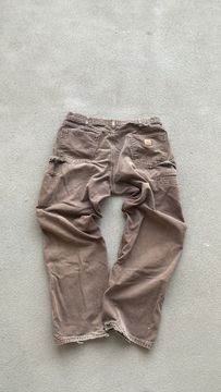 Vintage Vintage Carhartt Carpenter Pants Brown Leather Logo 90s