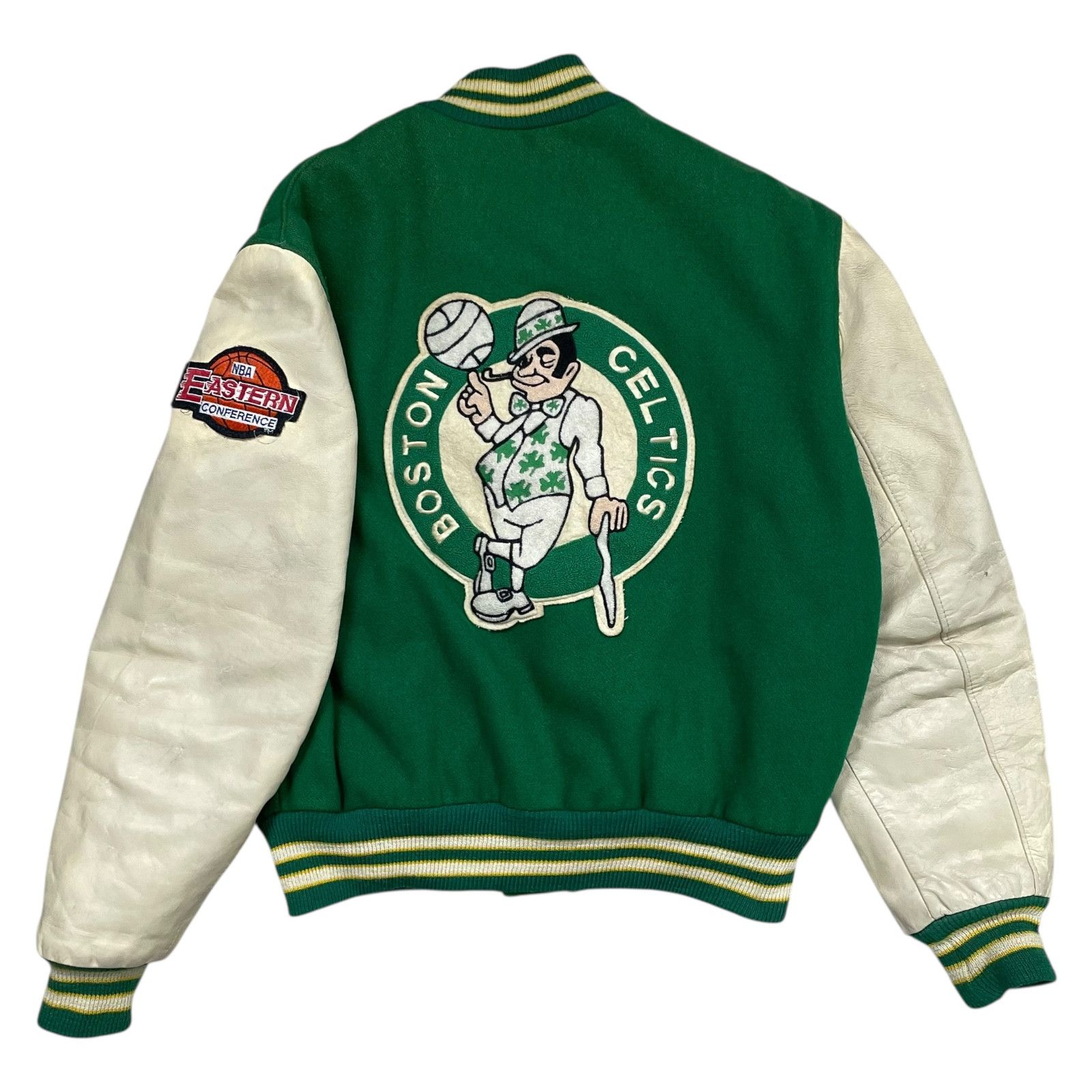 NBA VTG 90s BOSTON CELTICS DELONG VARSITY WOOL LEATHER JACKET 44 Size US L / EU 52-54 / 3 - 1 Thumbnail