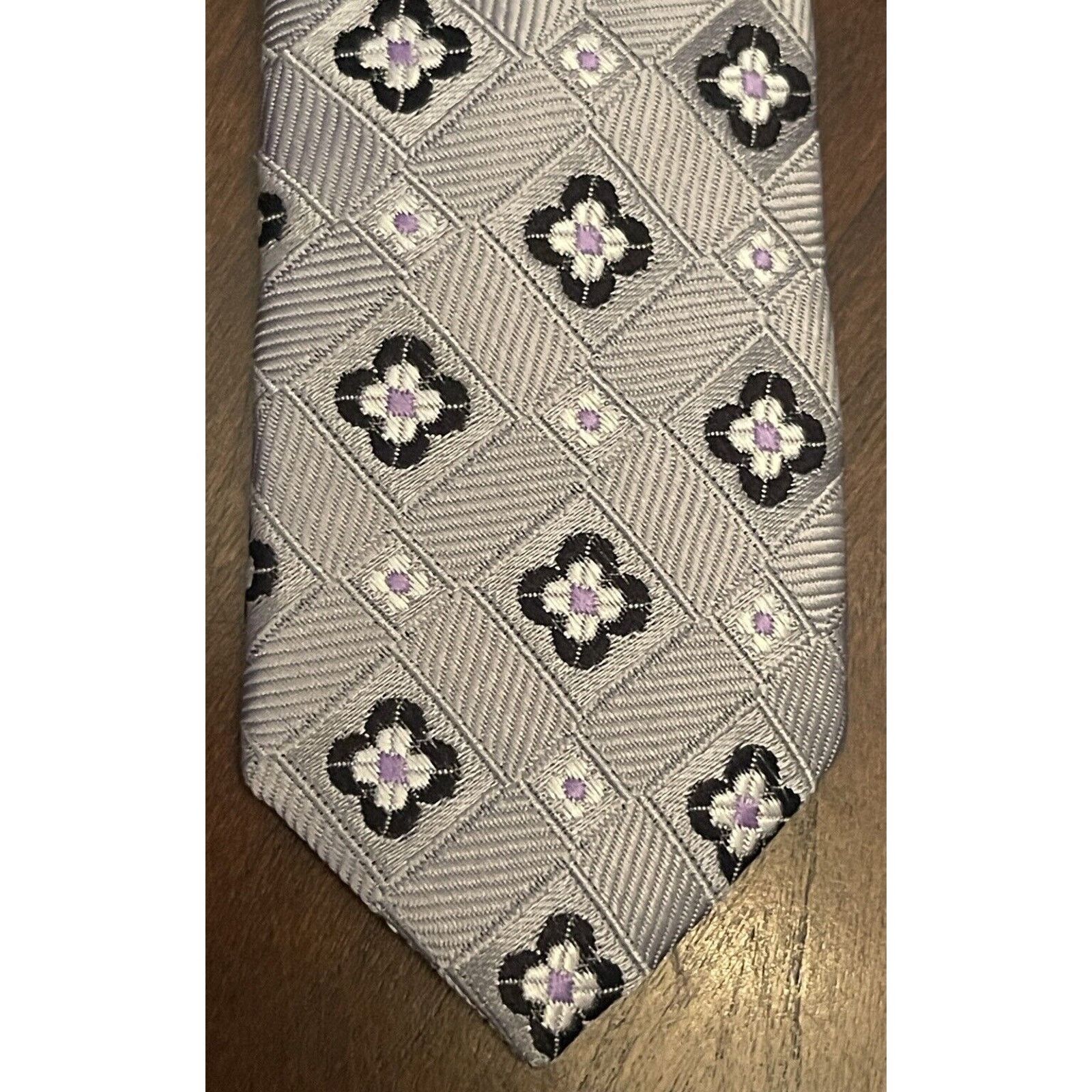 Jos. A. Bank Jos. A. Bank Executive Collection Gray Purple Hand Made Silk Size ONE SIZE - 6 Thumbnail