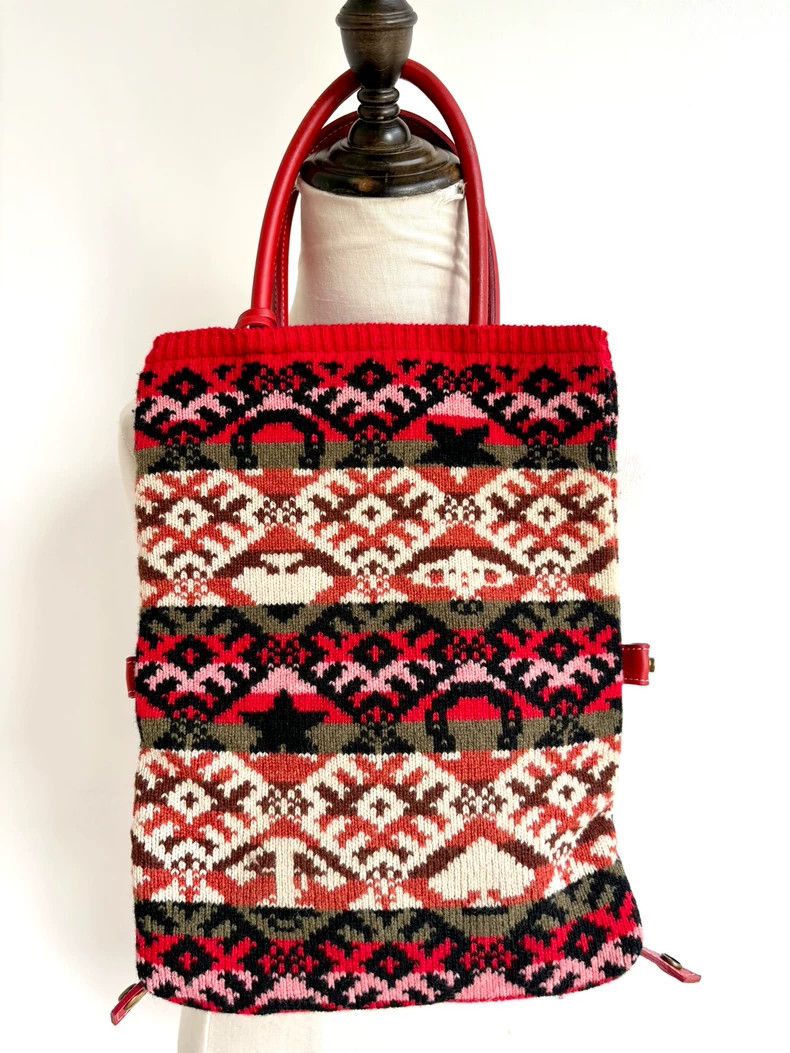 Vivienne Westwood Vivienne Westwood size os Red Nordic knit tote bag Size ONE SIZE - 4 Thumbnail